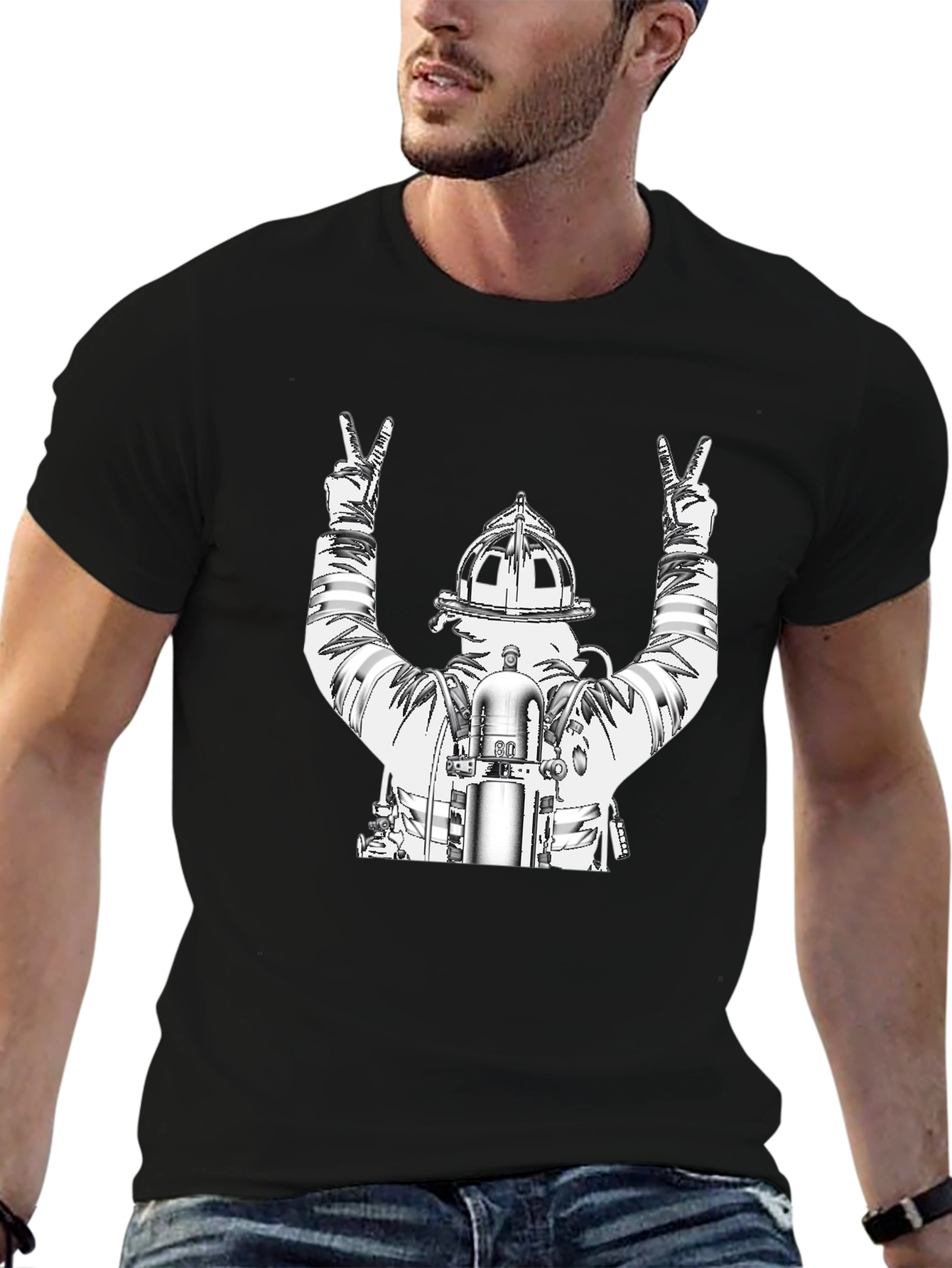 Firefighter Peace Sign Graphic T-Shirt