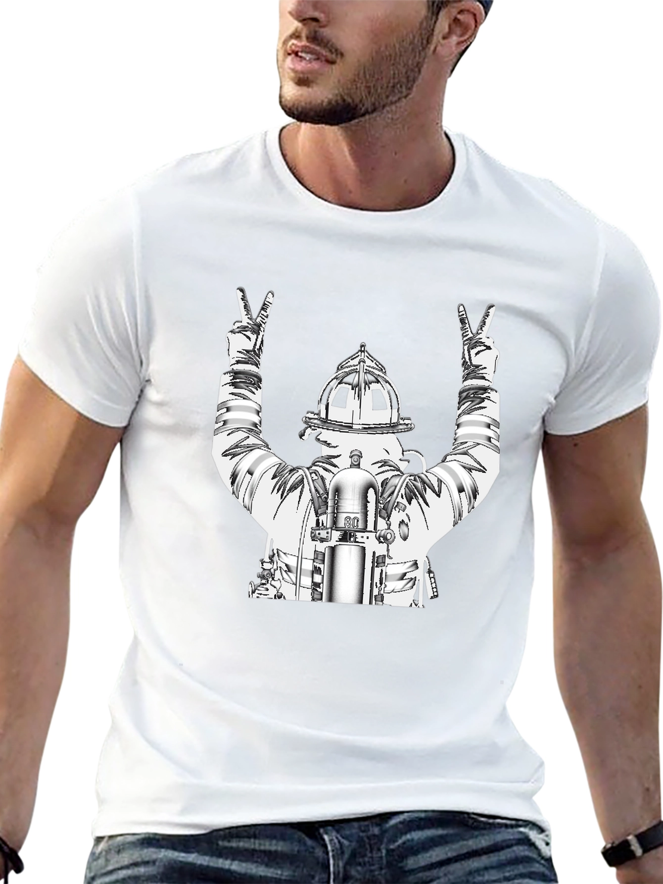 Firefighter Peace Sign Graphic T-Shirt