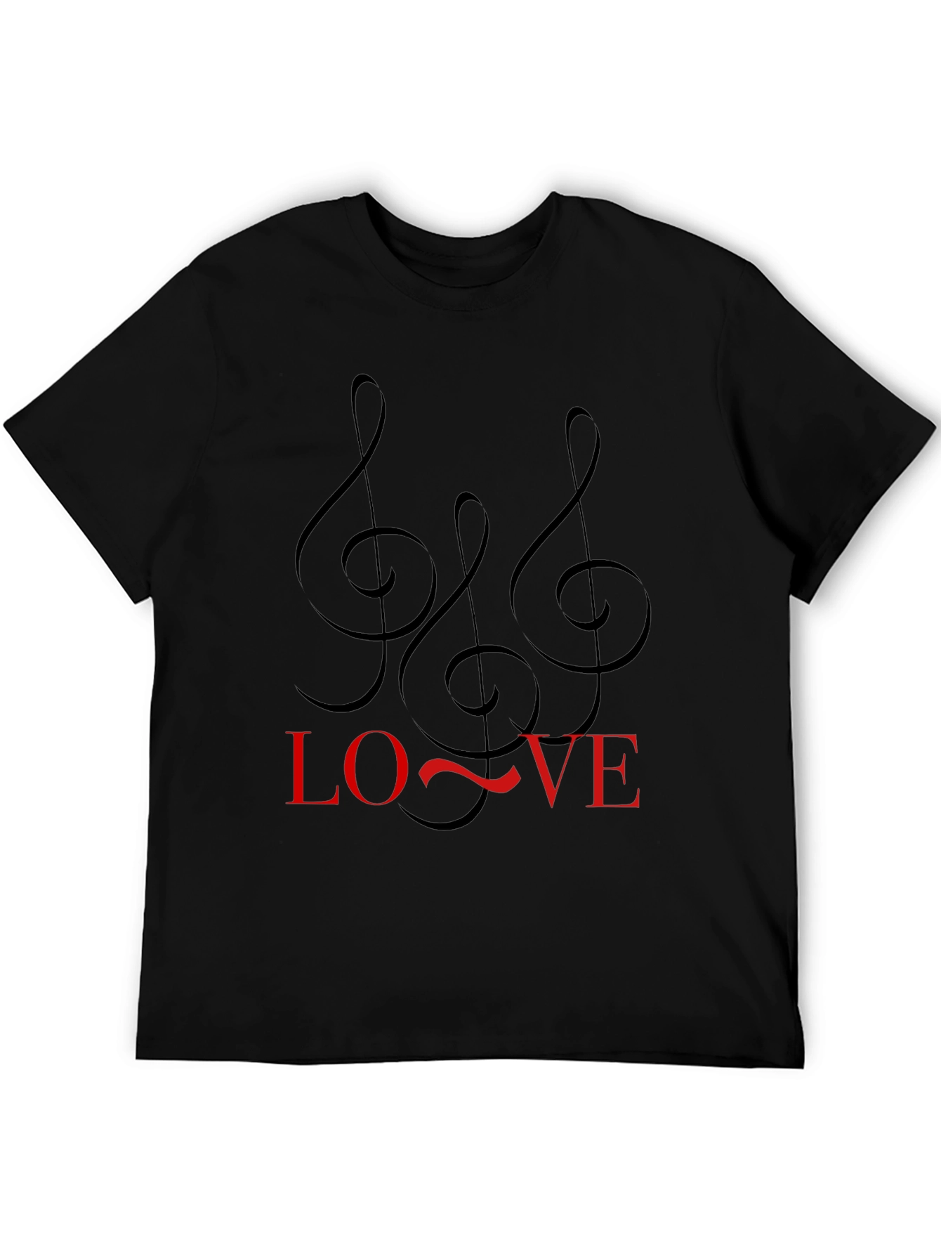 Music Lover Black Tee with Treble Clef Design
