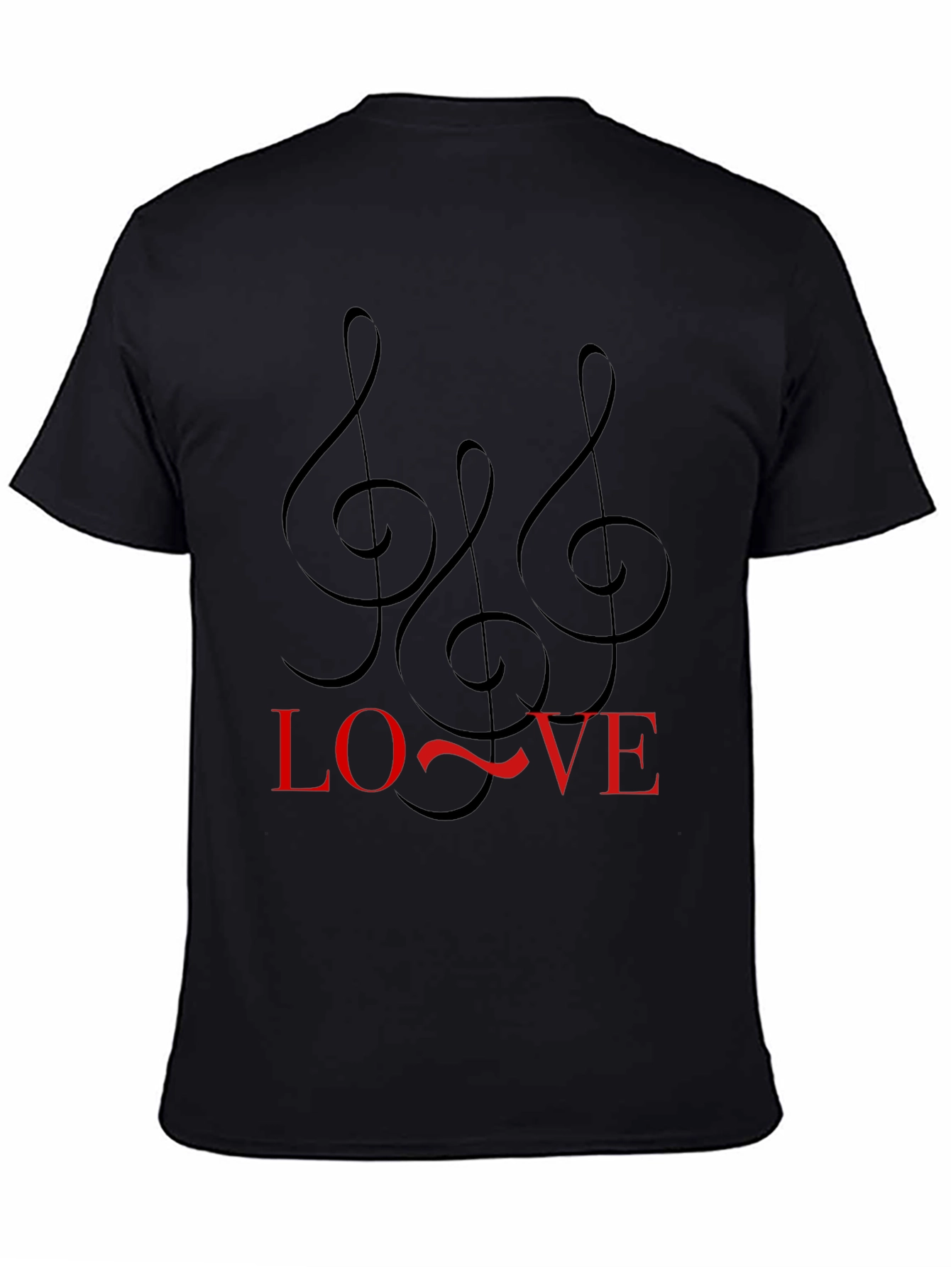 Music Lover Black Tee with Treble Clef Design