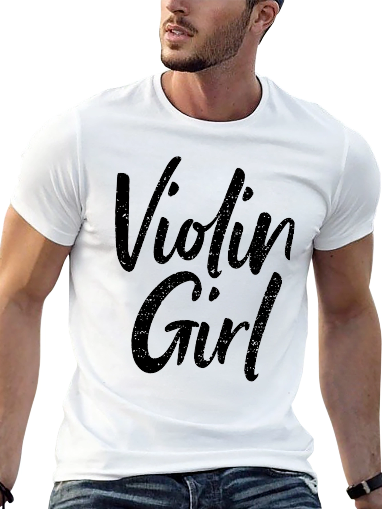 Violin Girl Black Graphic Tee - Music Lover Shirt