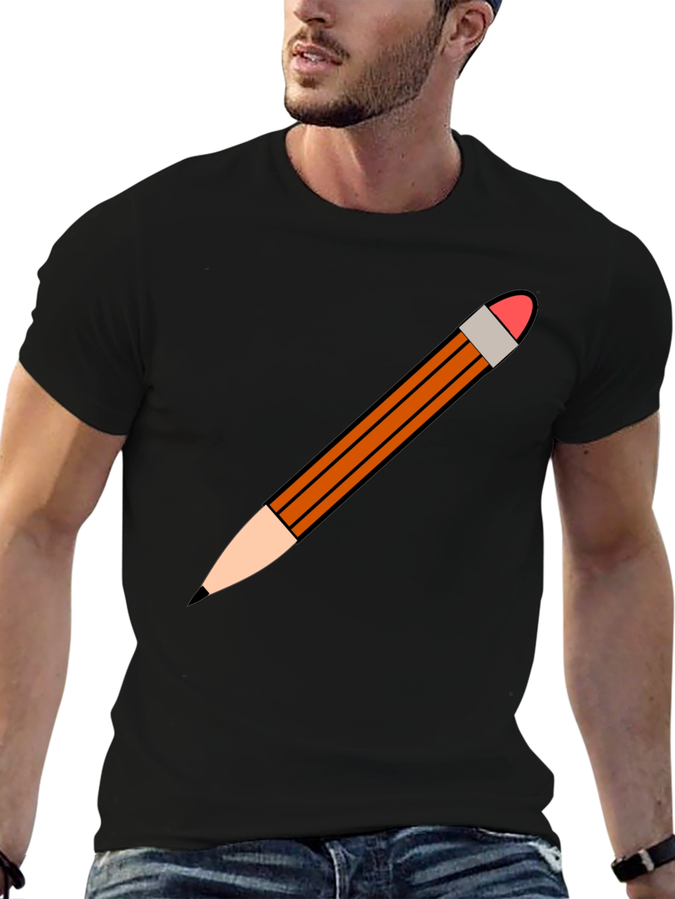 Pencil Graphic Black T-Shirt - Casual Style