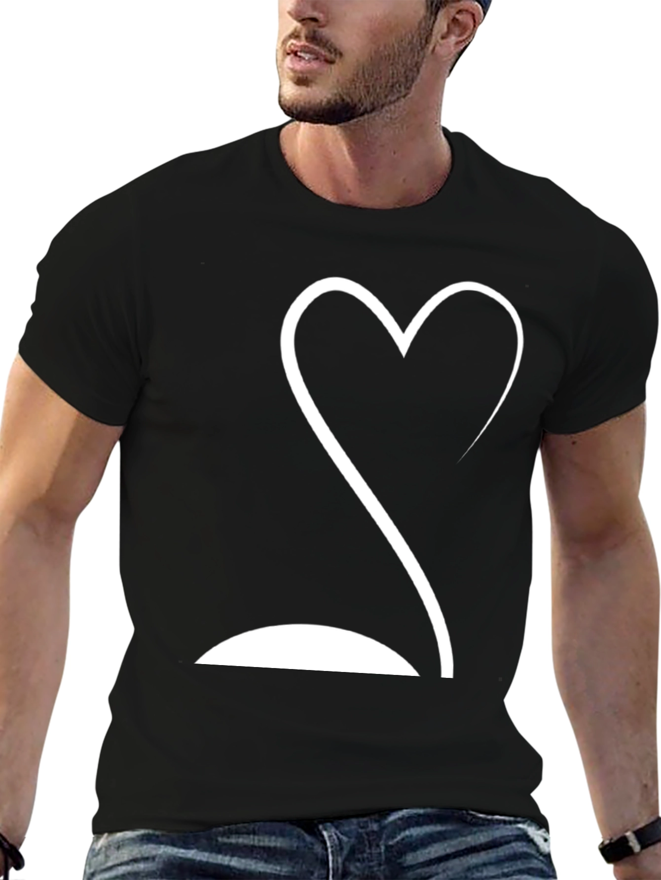 Heartbeat Curve Graphic Tee - Soft Black T-Shirt