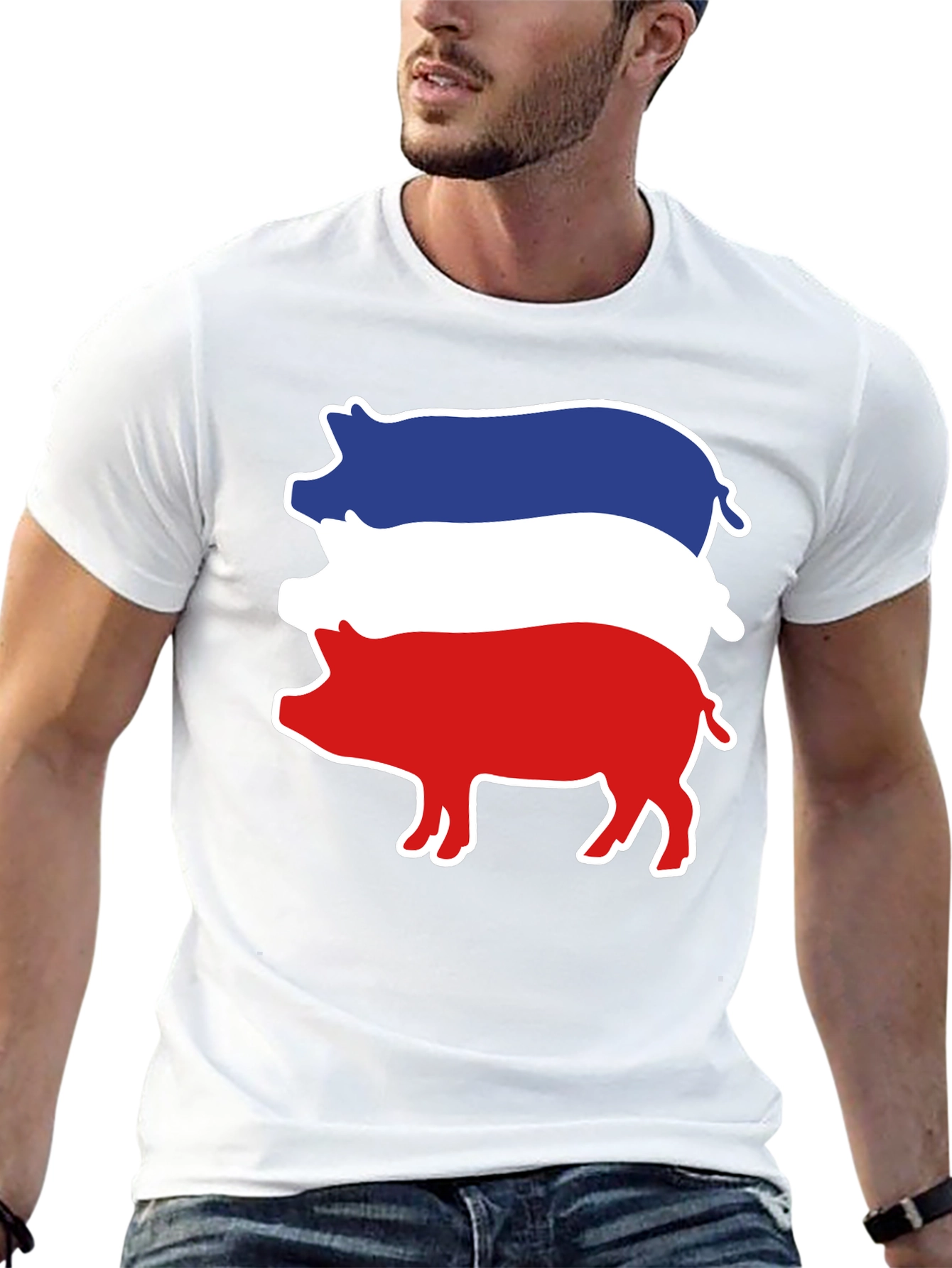 Red White Blue Pig Stack T-Shirt