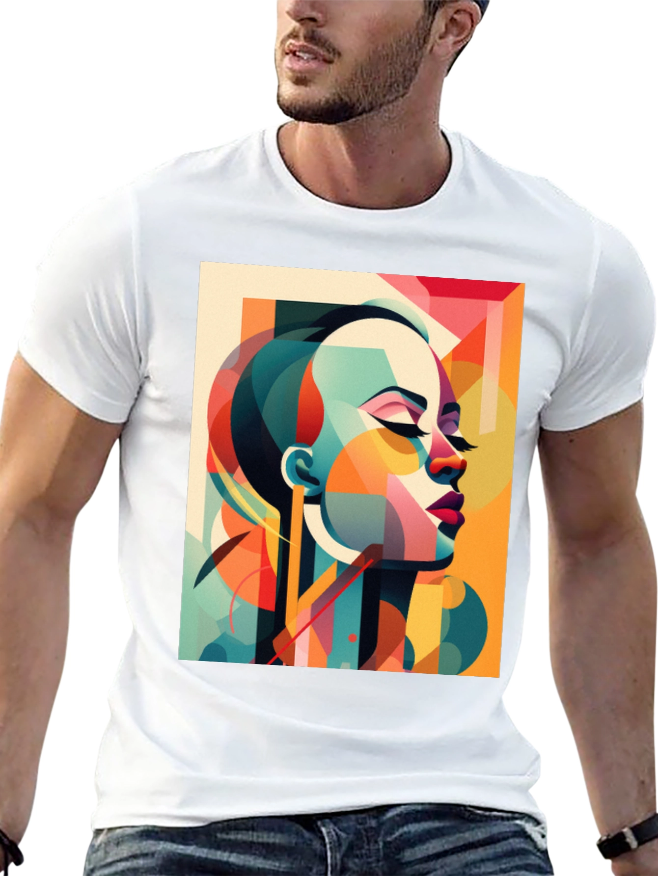Abstract Woman Graphic Tee - Modern Art Shirt