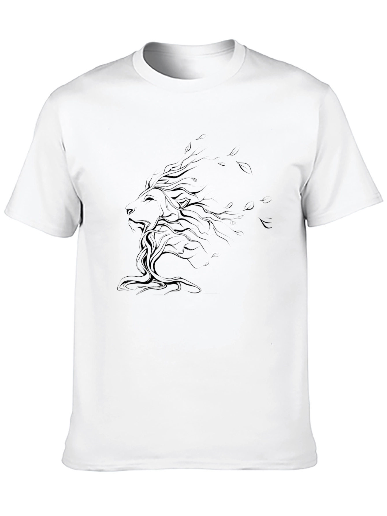 Stylized Lion Graphic Black T-Shirt