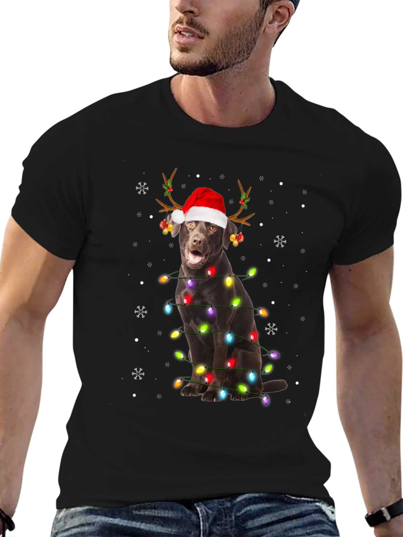 Festive Dog Christmas Lights T-Shirt