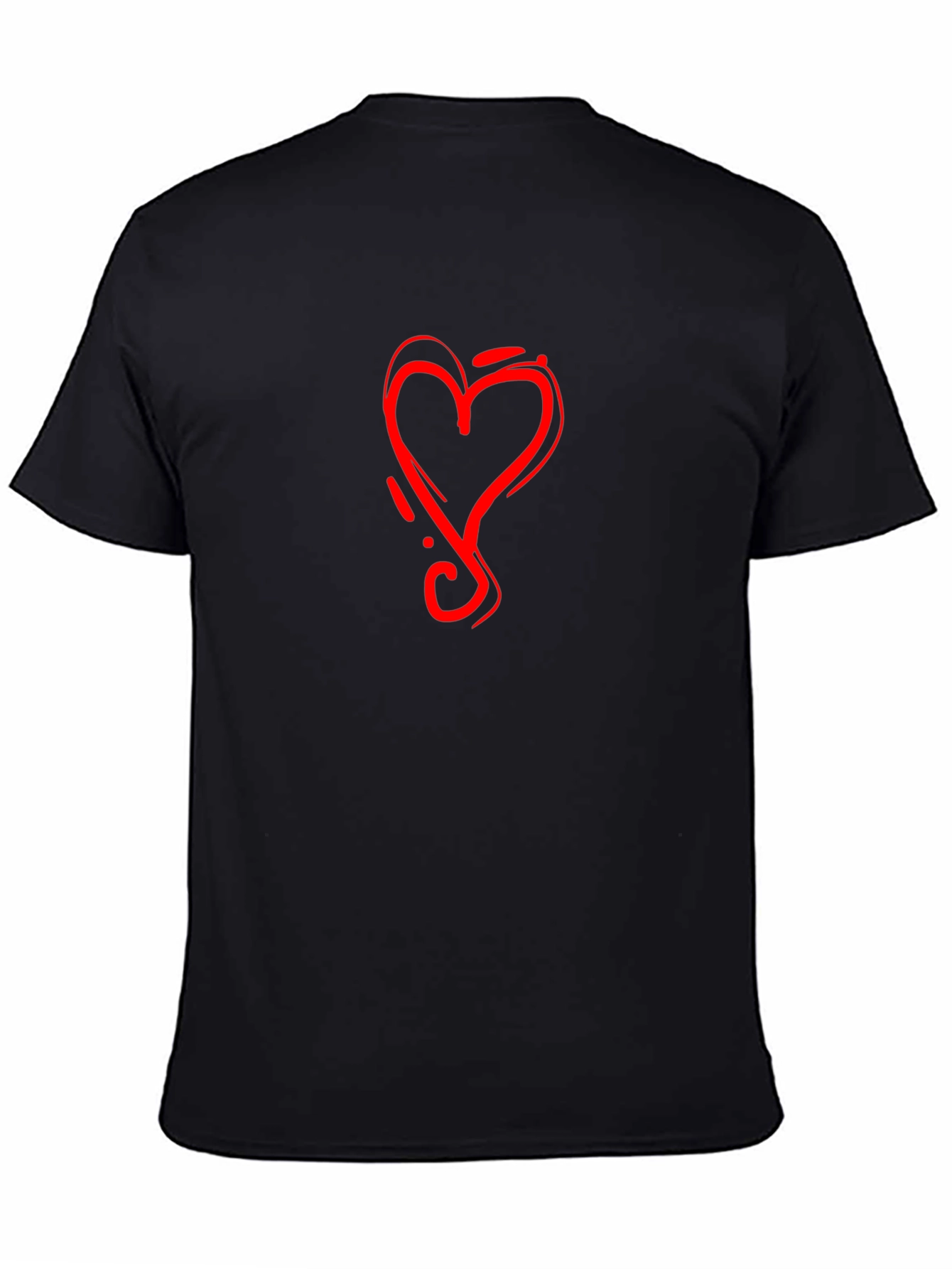 Black Tee with Red Heart Graphic