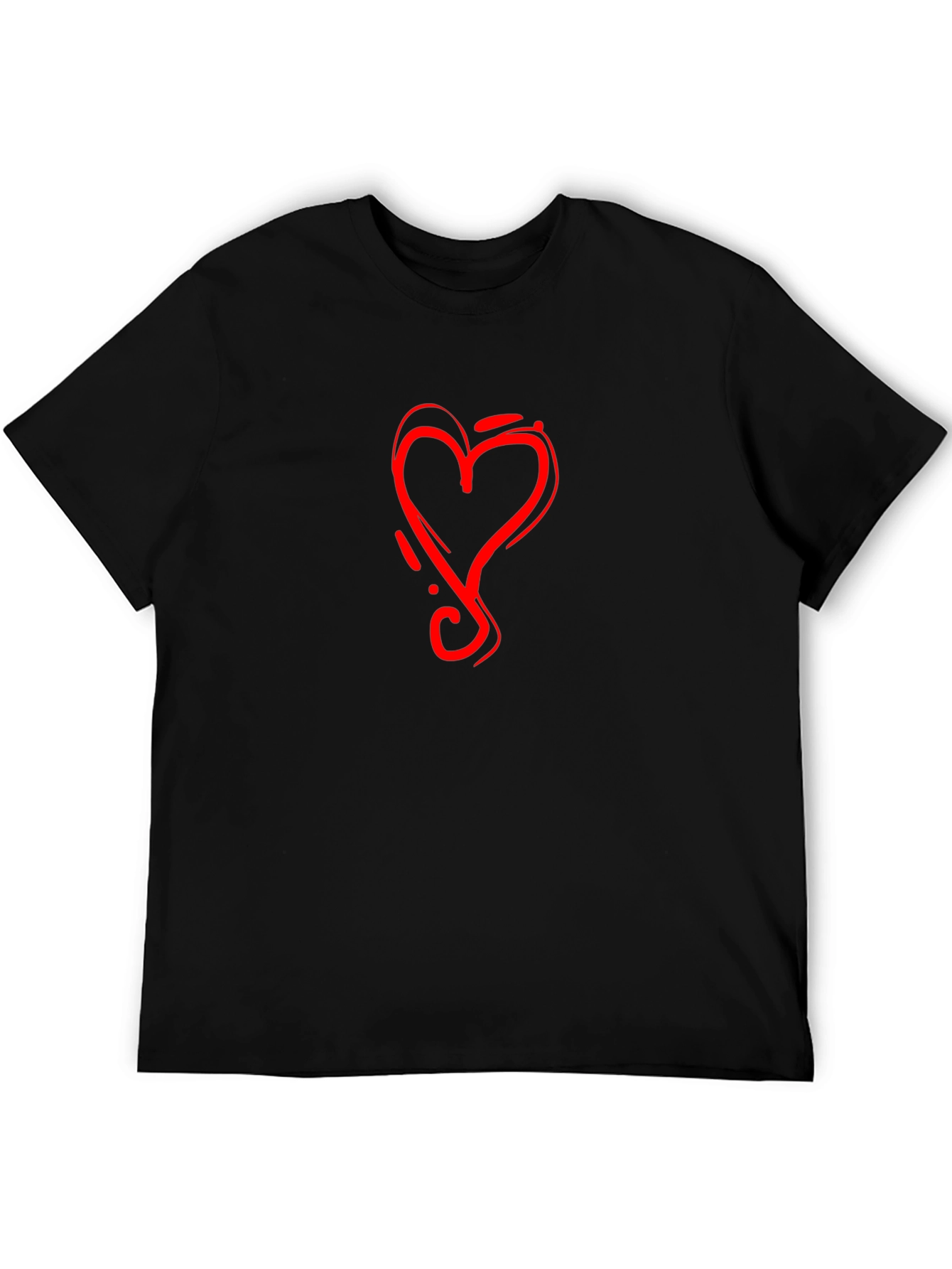 Black Tee with Red Heart Graphic