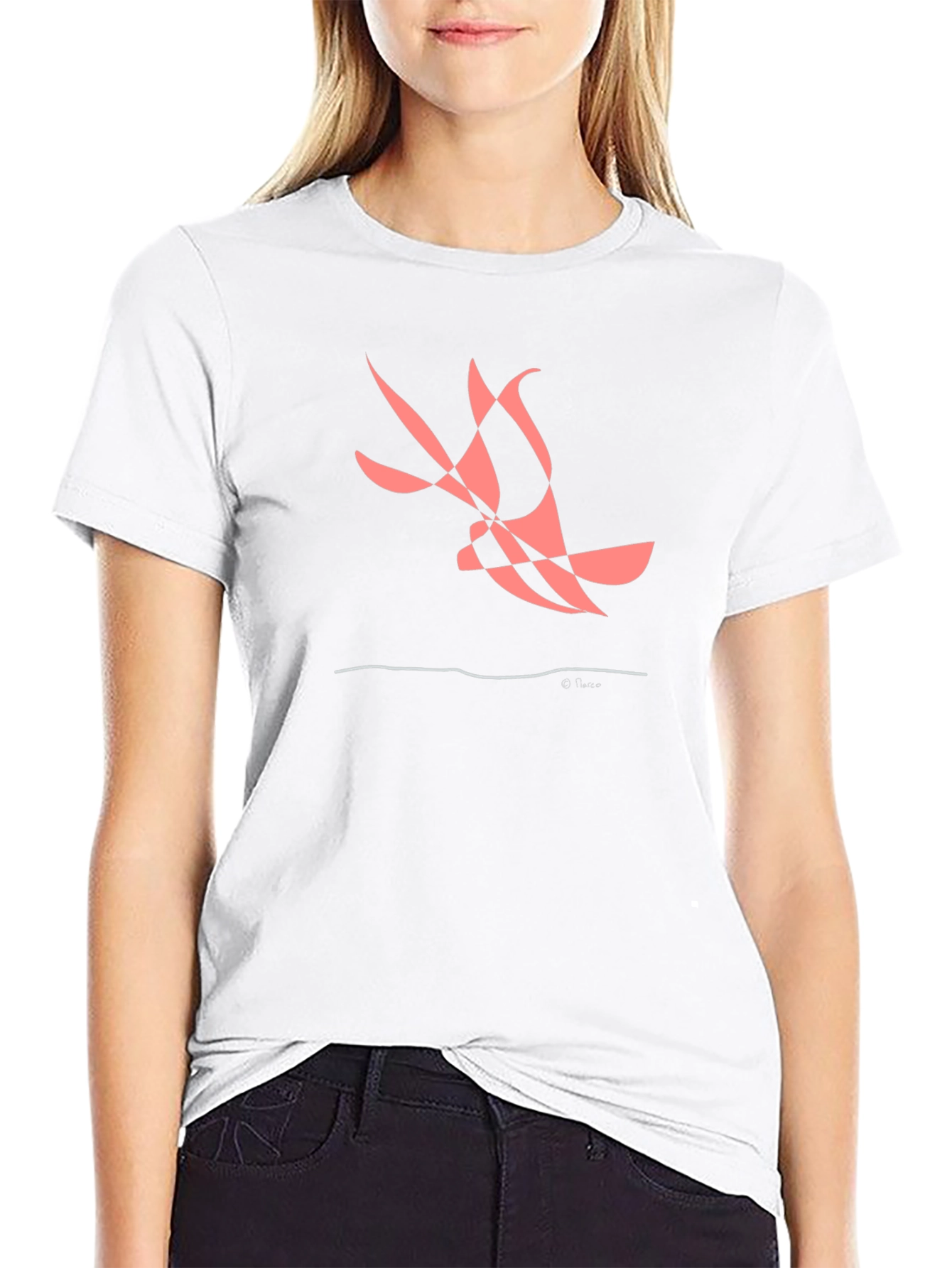 Abstract Bird Graphic Tee - Black Casual Shirt