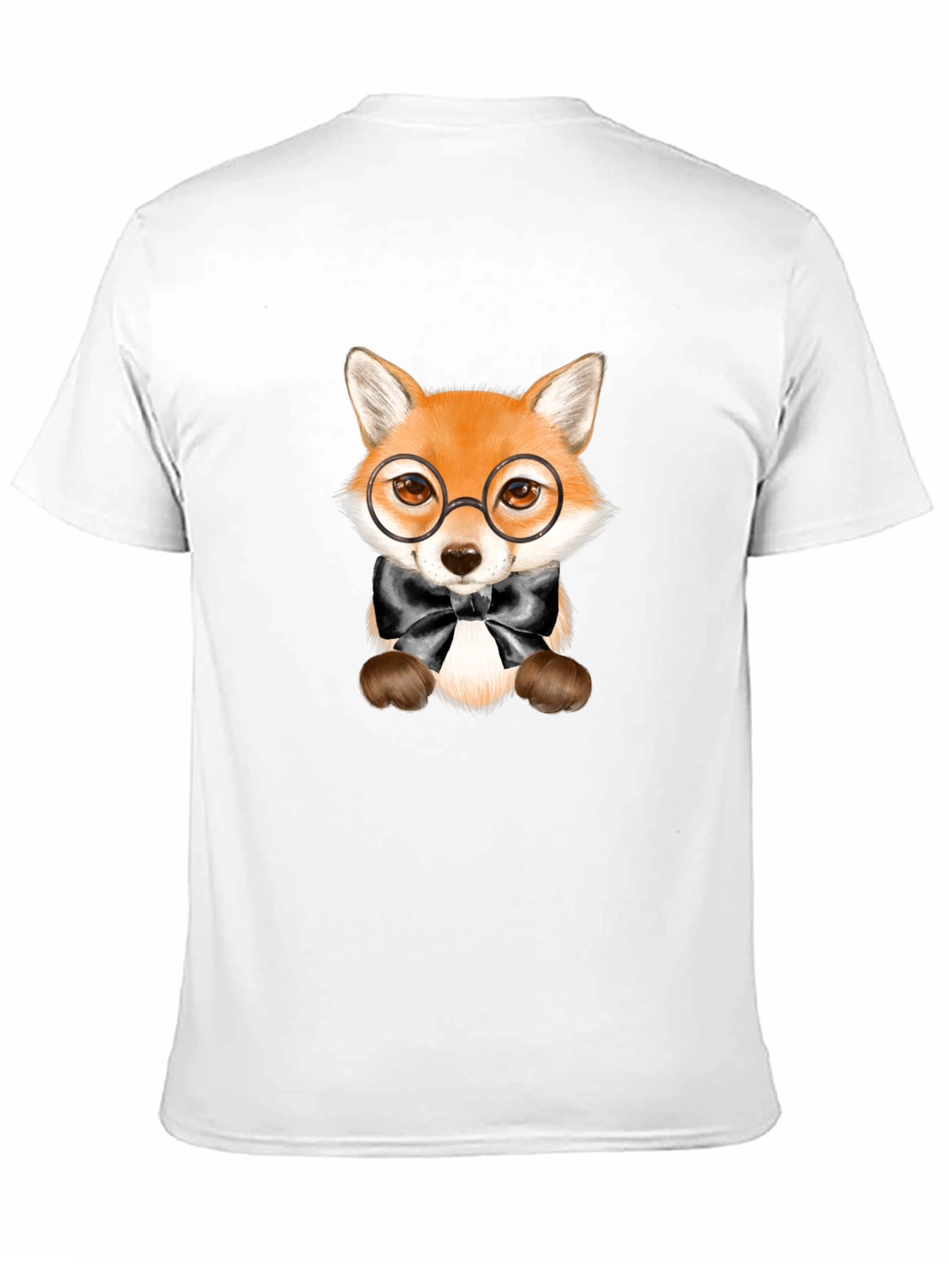 Fox with Glasses Graphic Tee - Black Unisex T-Shirt