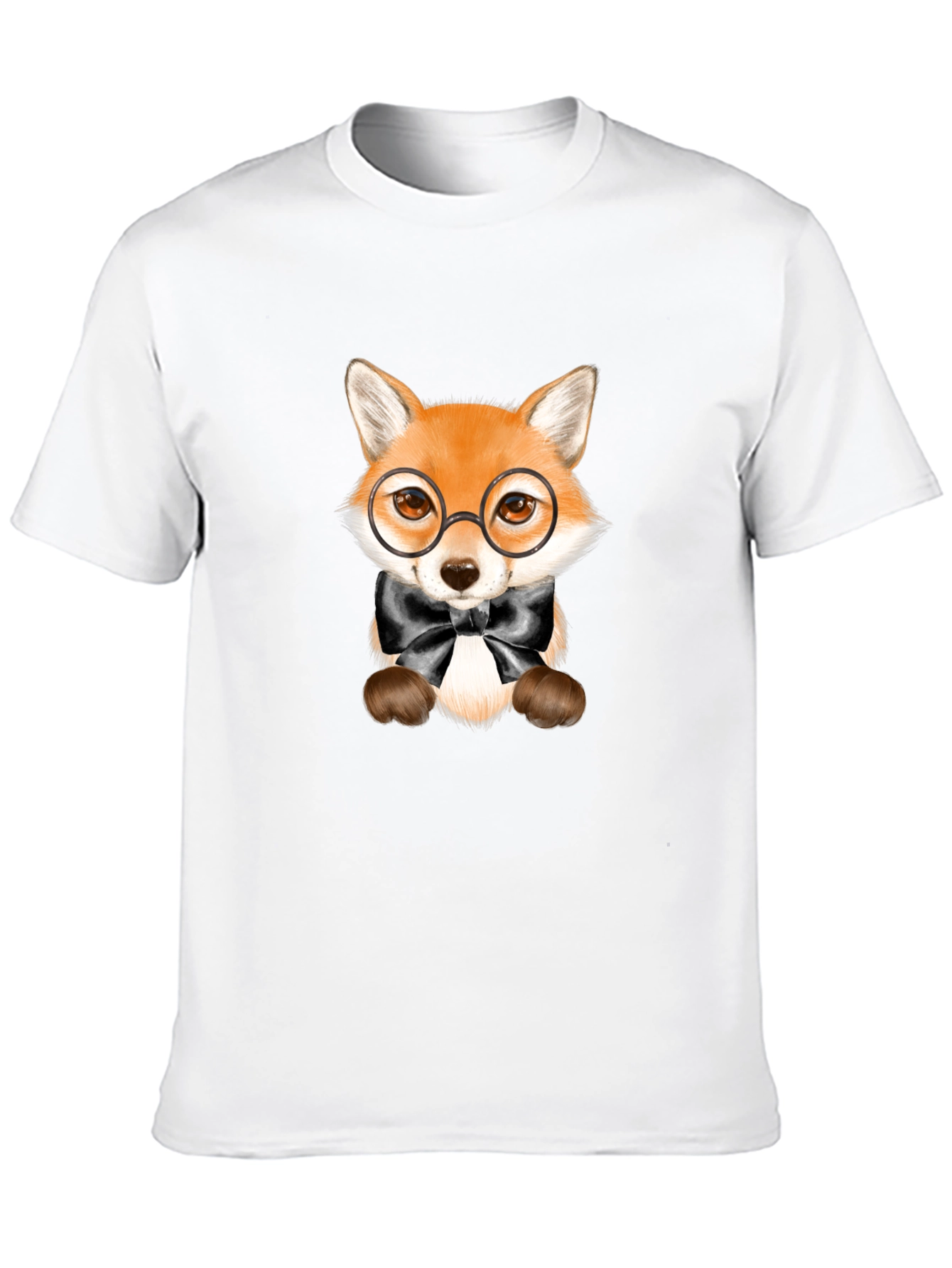 Fox with Glasses Graphic Tee - Black Unisex T-Shirt