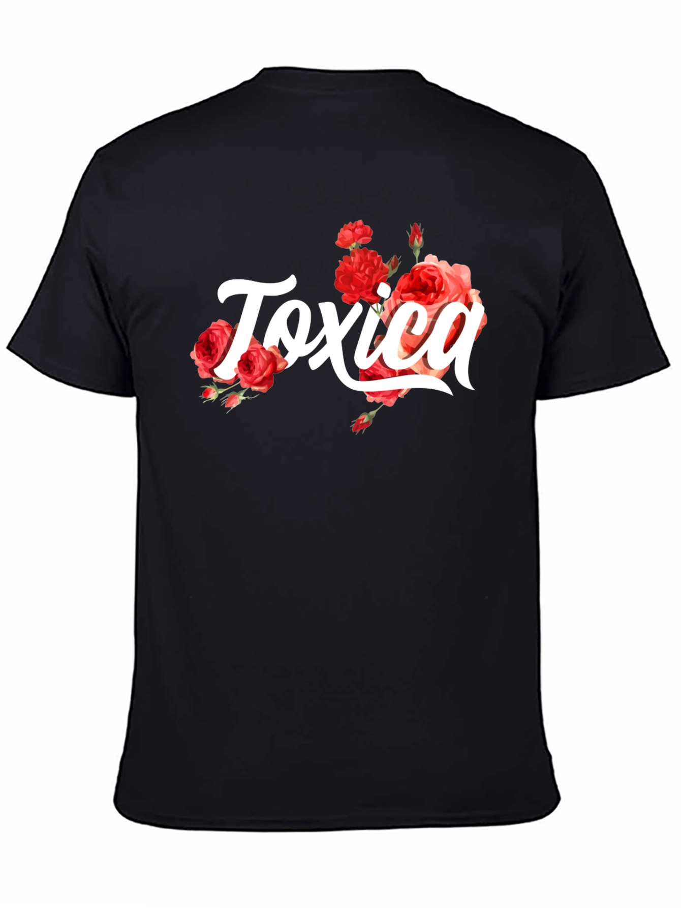 Toxic Black Graphic Tee with Roses