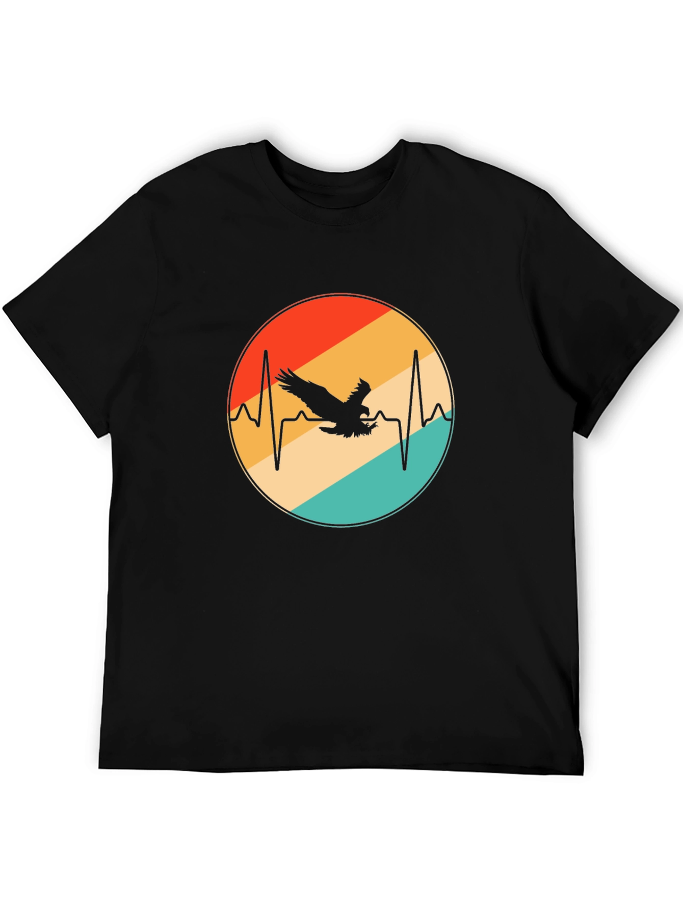 Eagle Heartbeat Graphic Tee - Stylish Black T-Shirt