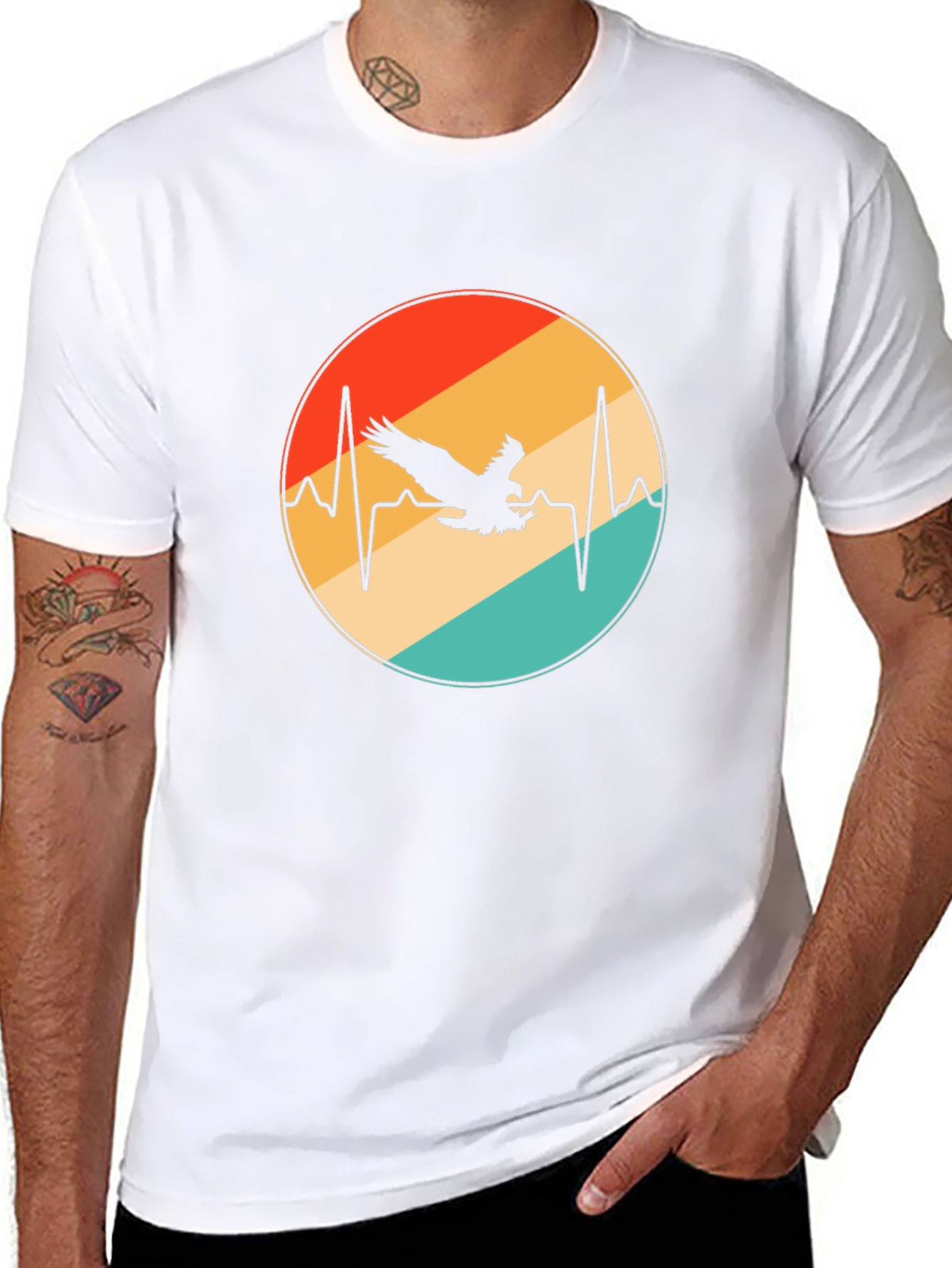 Eagle Heartbeat Graphic Tee - Stylish Black T-Shirt