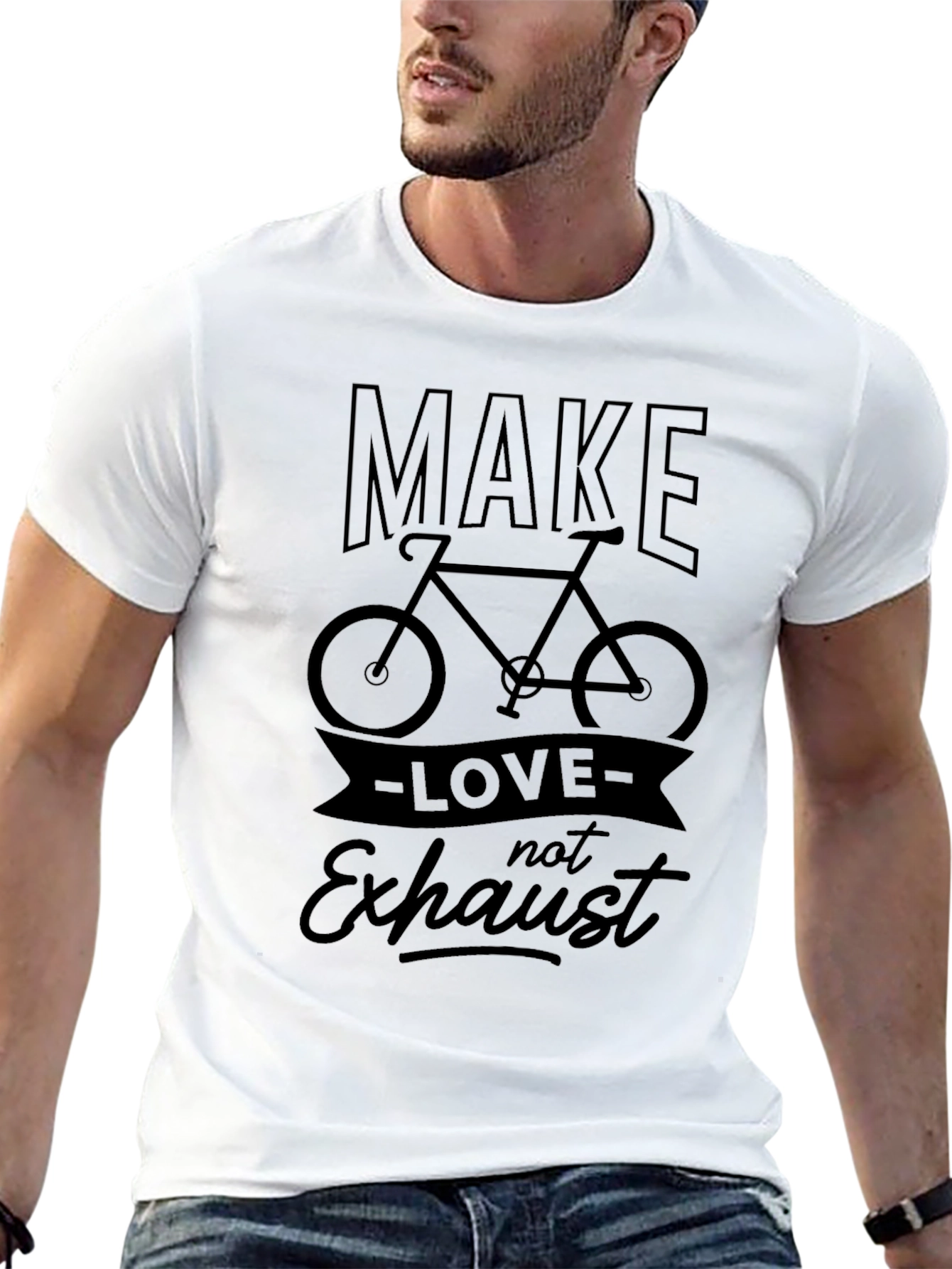 Make Love Not Exhaust T-Shirt Cycling Black Tee