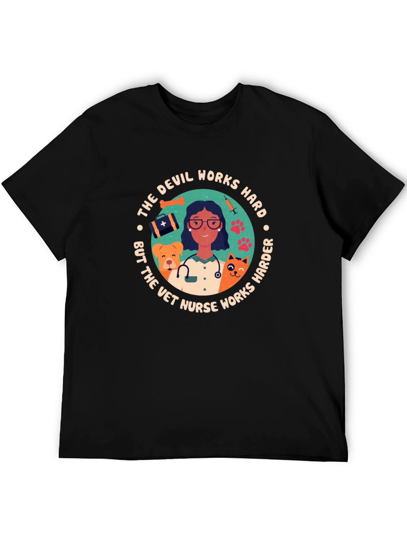 Vet Nurse T-Shirt - Devil Works Harder
