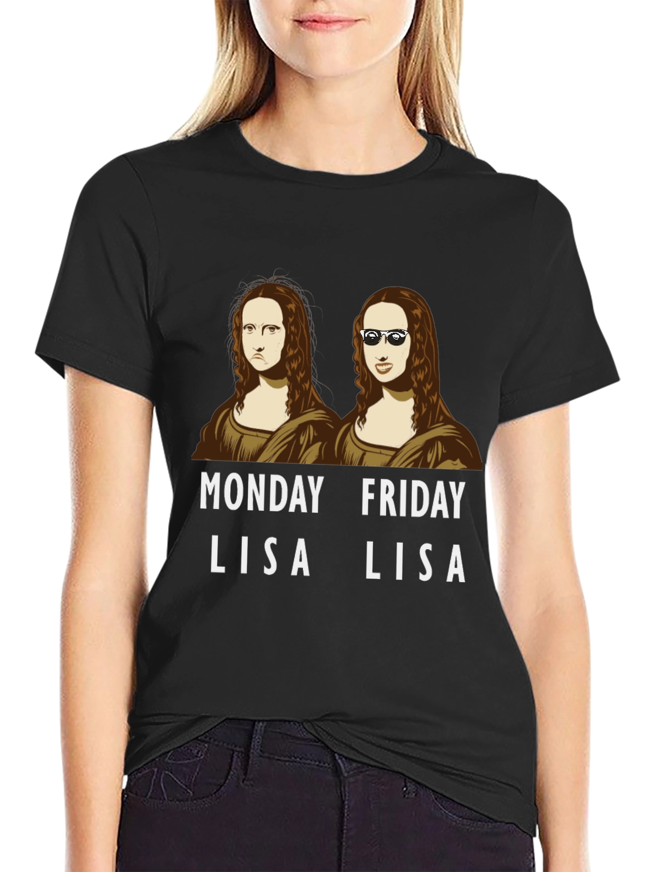 Monday Friday Lisa T-Shirt - Funny Mona Lisa Tee