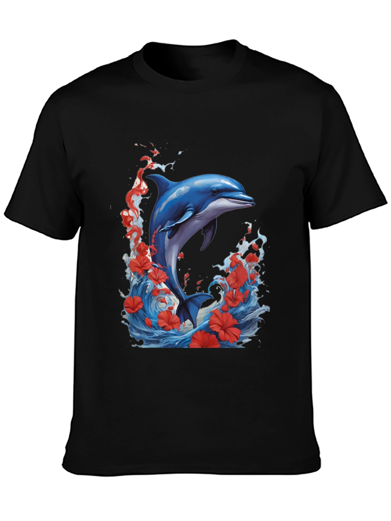 Dolphin Waves Graphic Tee - Black