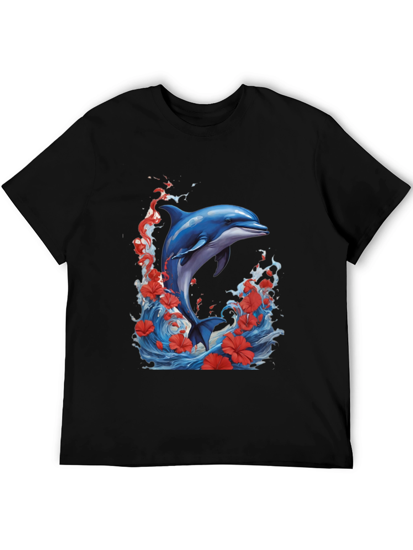 Dolphin Waves Graphic Tee - Black