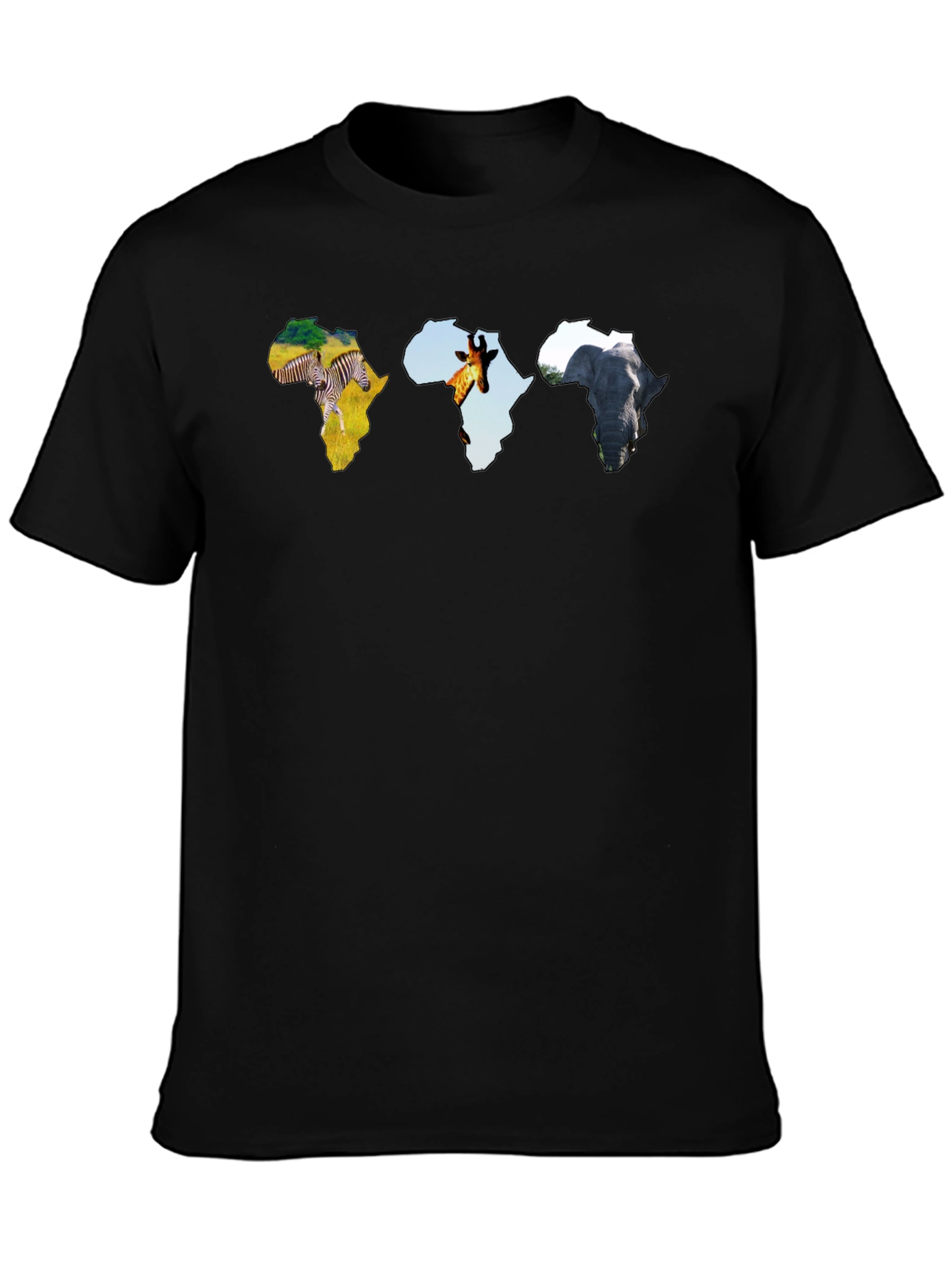 African Animals Mens Black Graphic Tee
