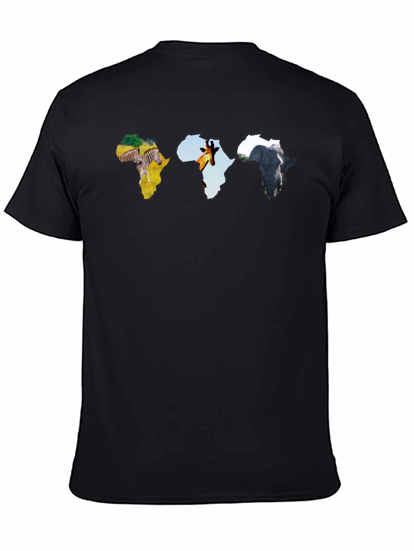 African Animals Mens Black Graphic Tee