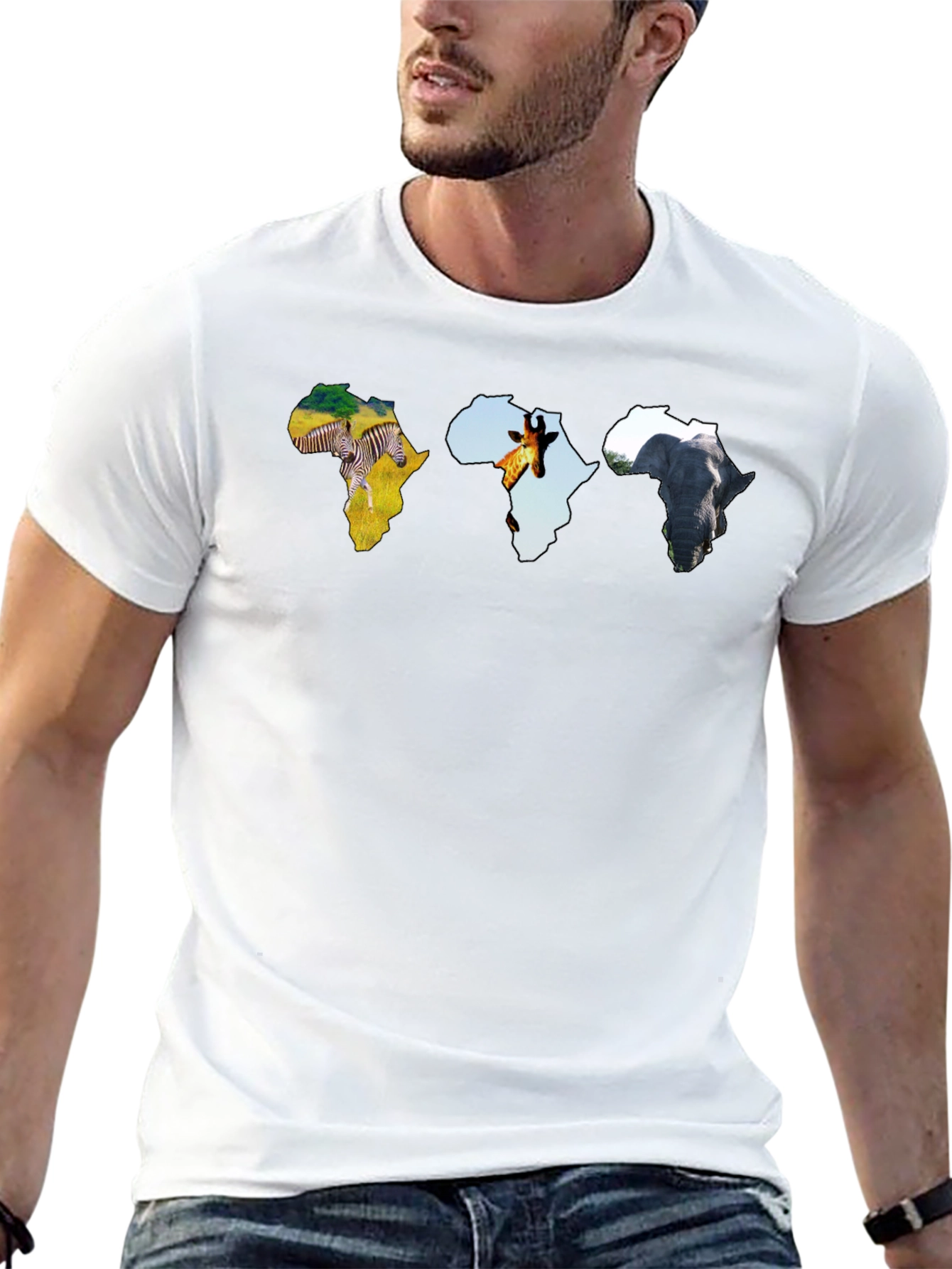 African Animals Mens Black Graphic Tee