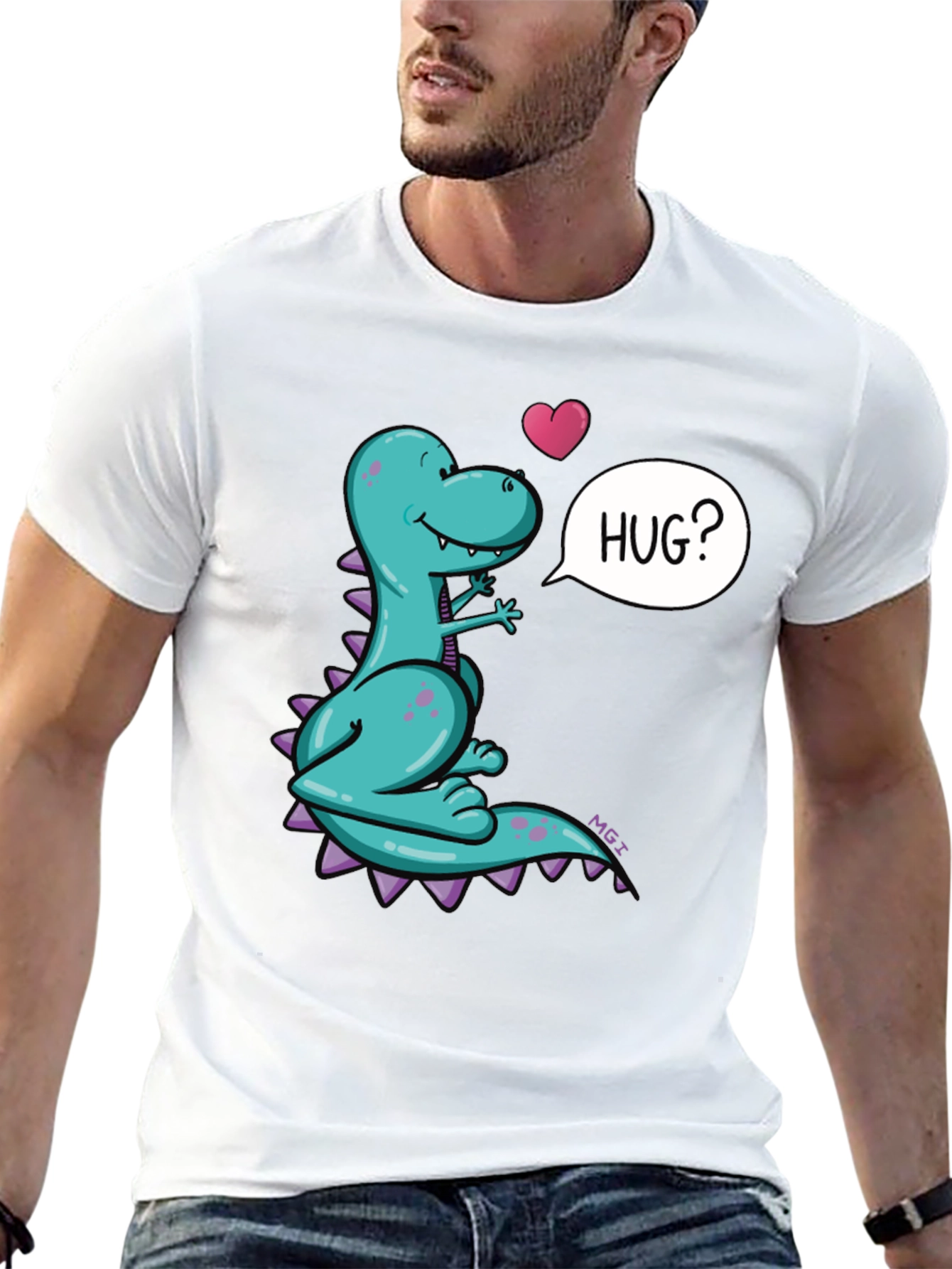Dino Hug T-Shirt - Cartoon Dinosaur