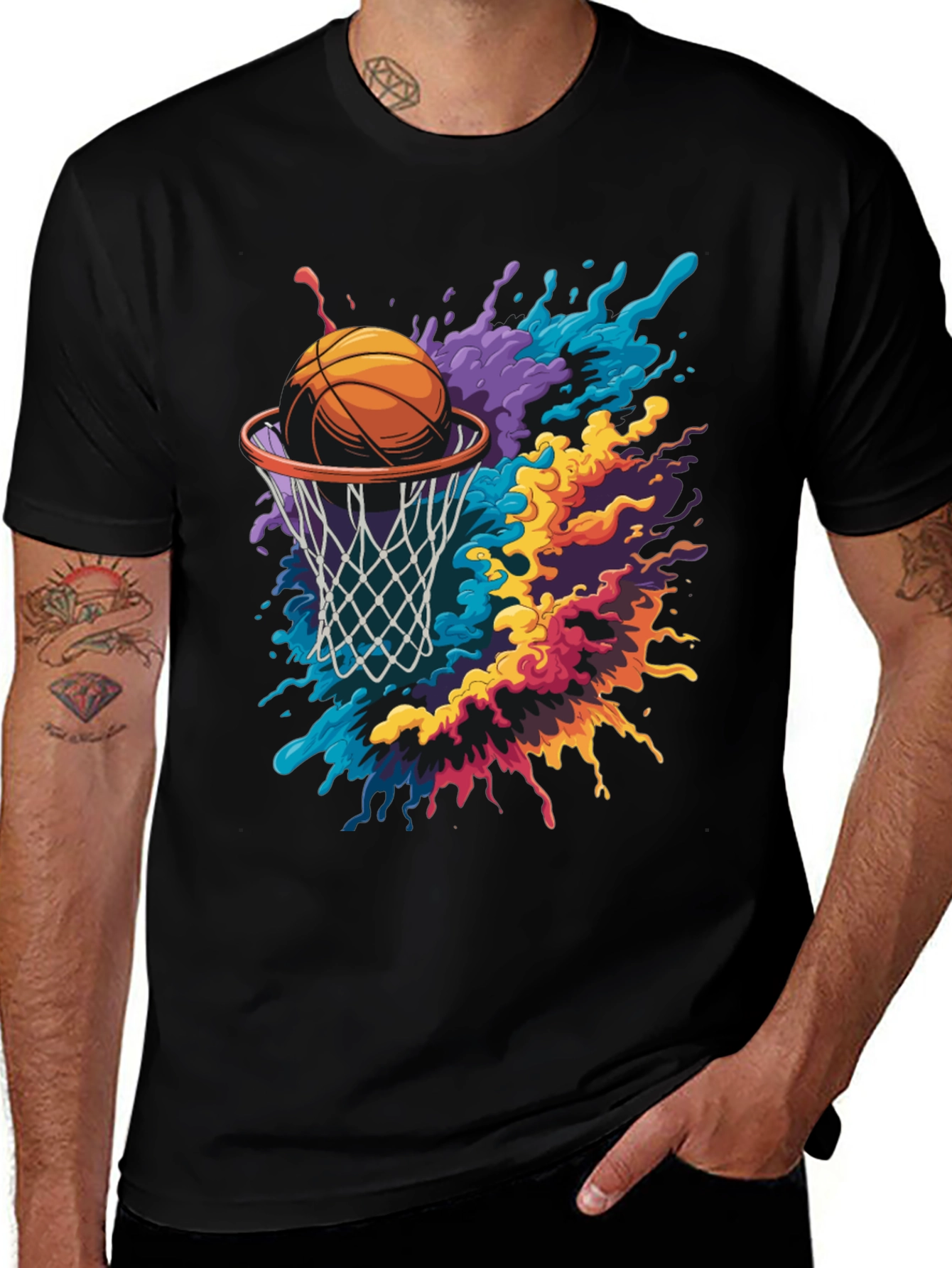 Basketball Splash Graphic Tee - Modern Sportswear