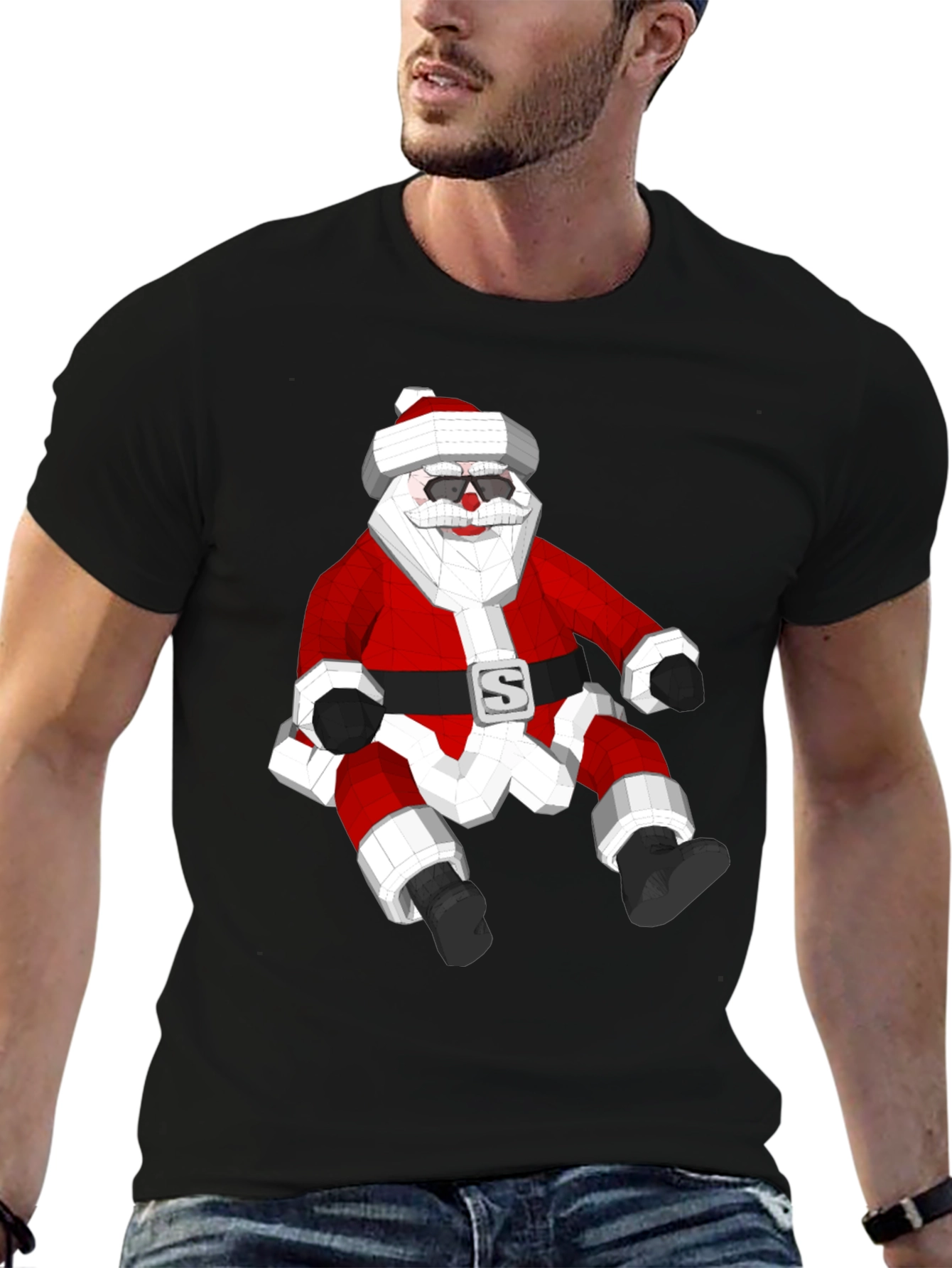 Geometric Santa T-Shirt - Holiday Style!