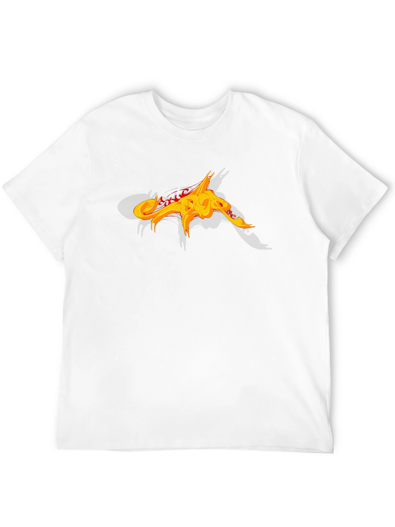 Black T-Shirt with Abstract Fiery Graphic Design