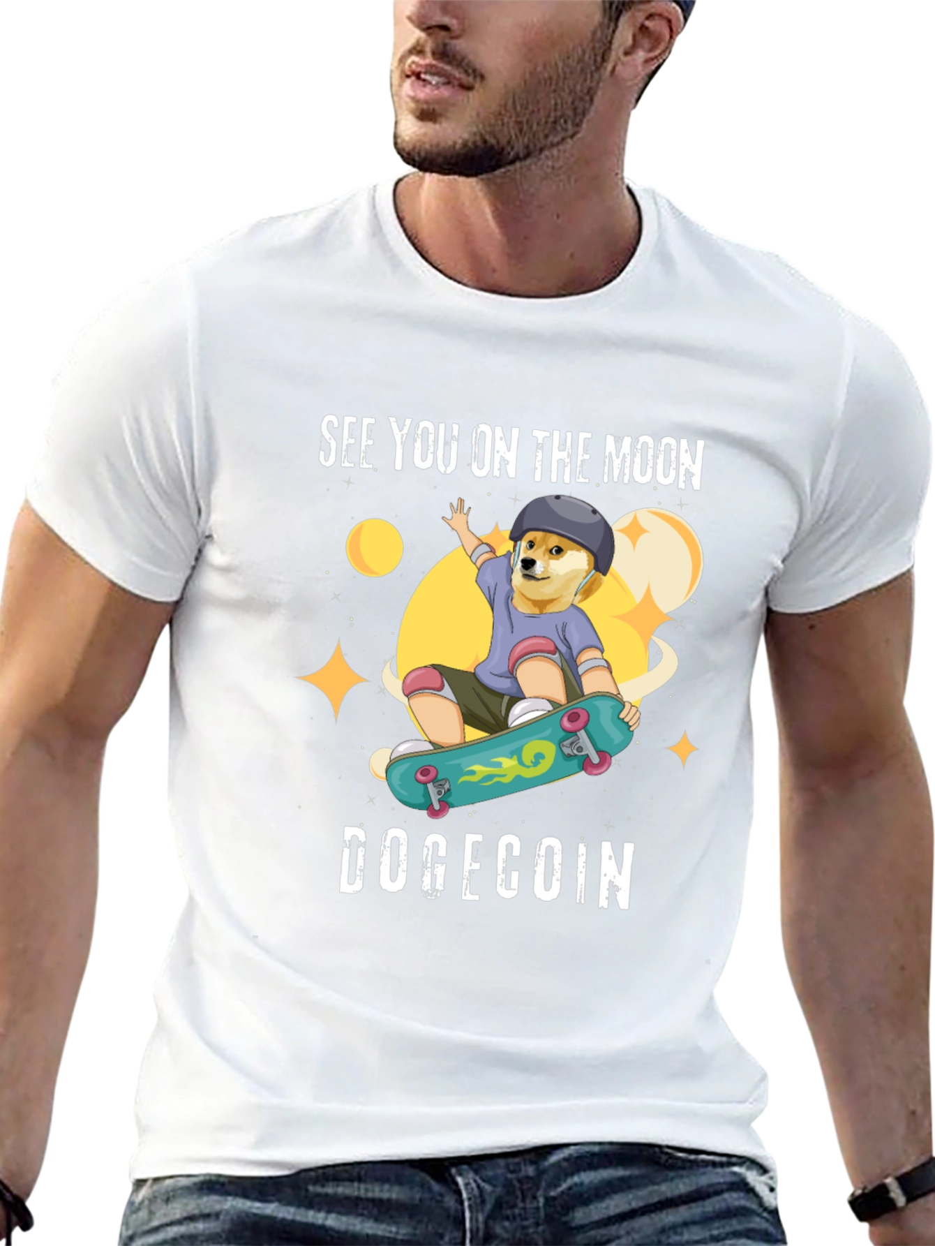 DogeCoin Moon Ride Black T-Shirt
