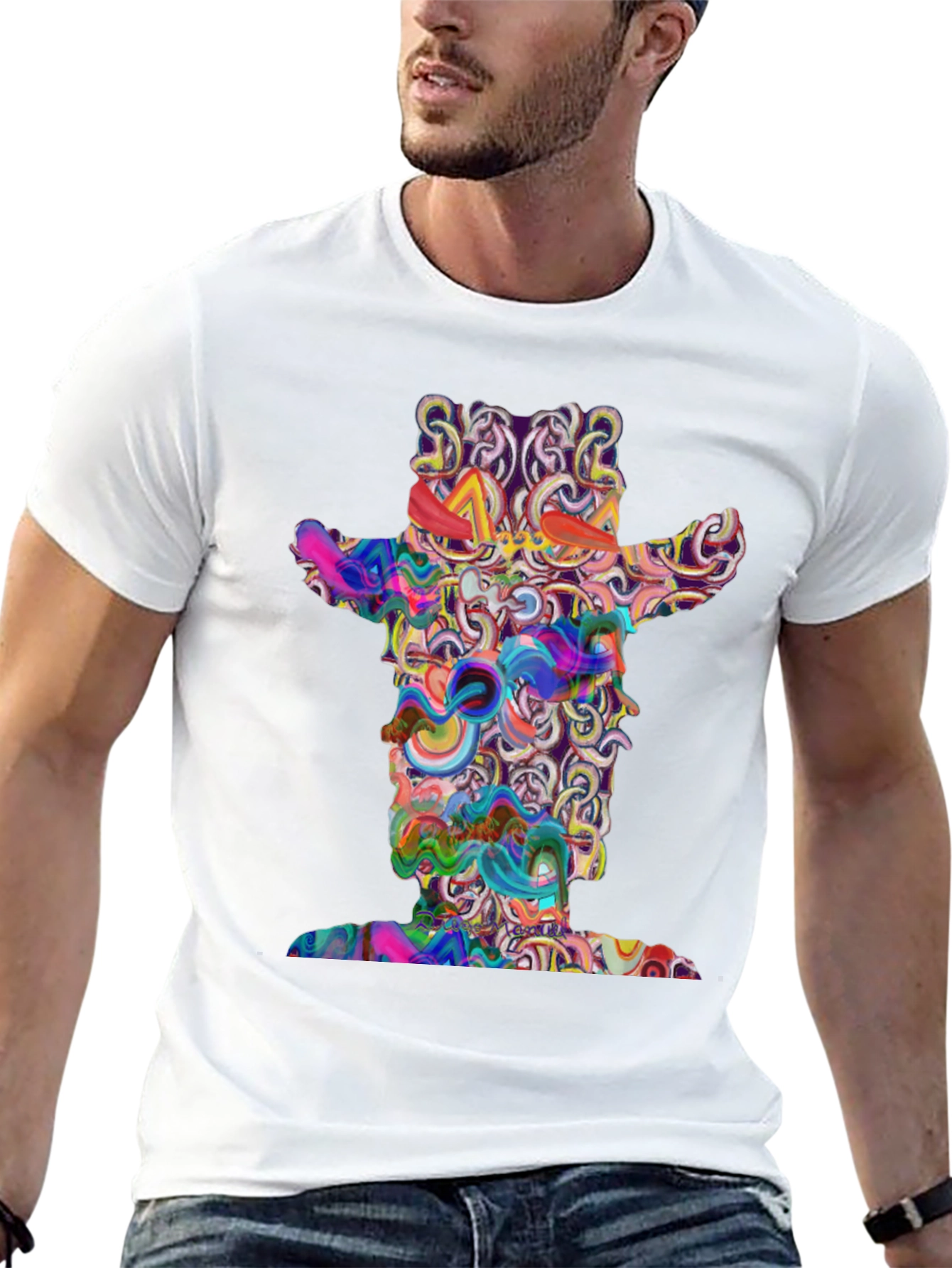 Abstract Cowboy Graphic T-Shirt