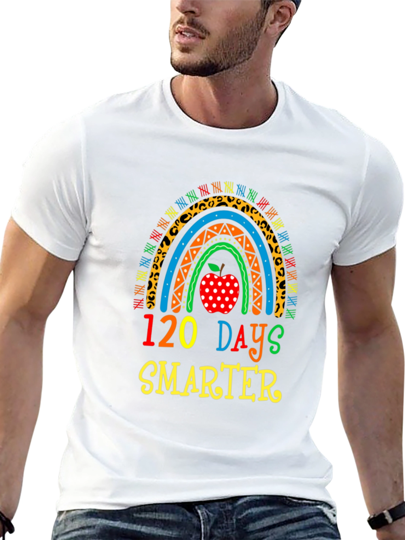 120 Days Smarter Teacher Rainbow T-Shirt