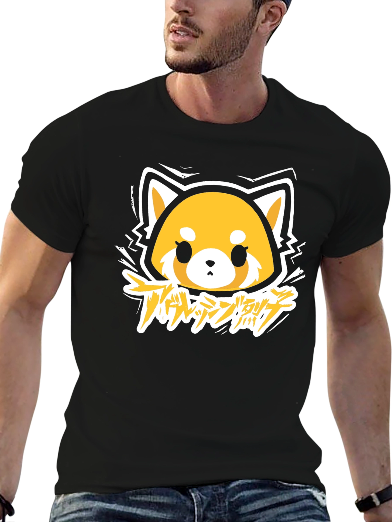 Aggretsuko Anime Graphic Tee - Black Cotton T-Shirt