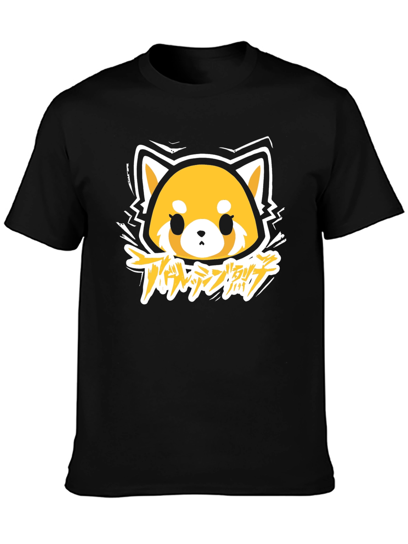 Aggretsuko Anime Graphic Tee - Black Cotton T-Shirt