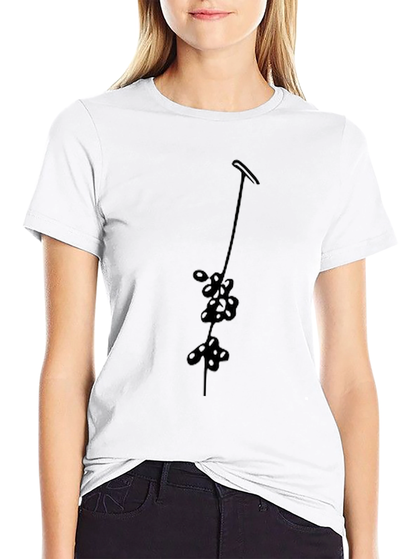 Minimalist Floral Vine Black T-Shirt