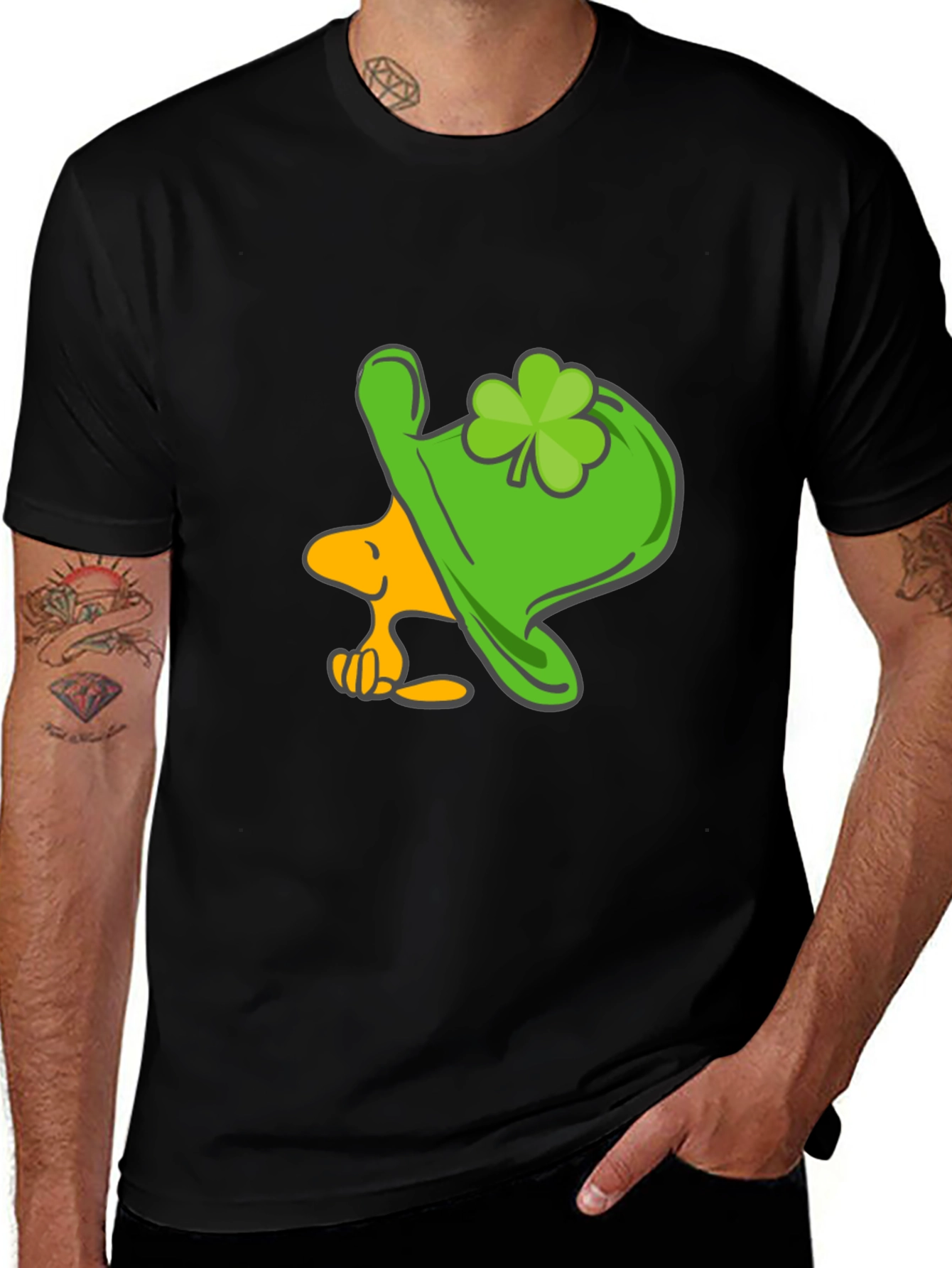 Lucky Snoopy St. Patricks Day Black T-Shirt