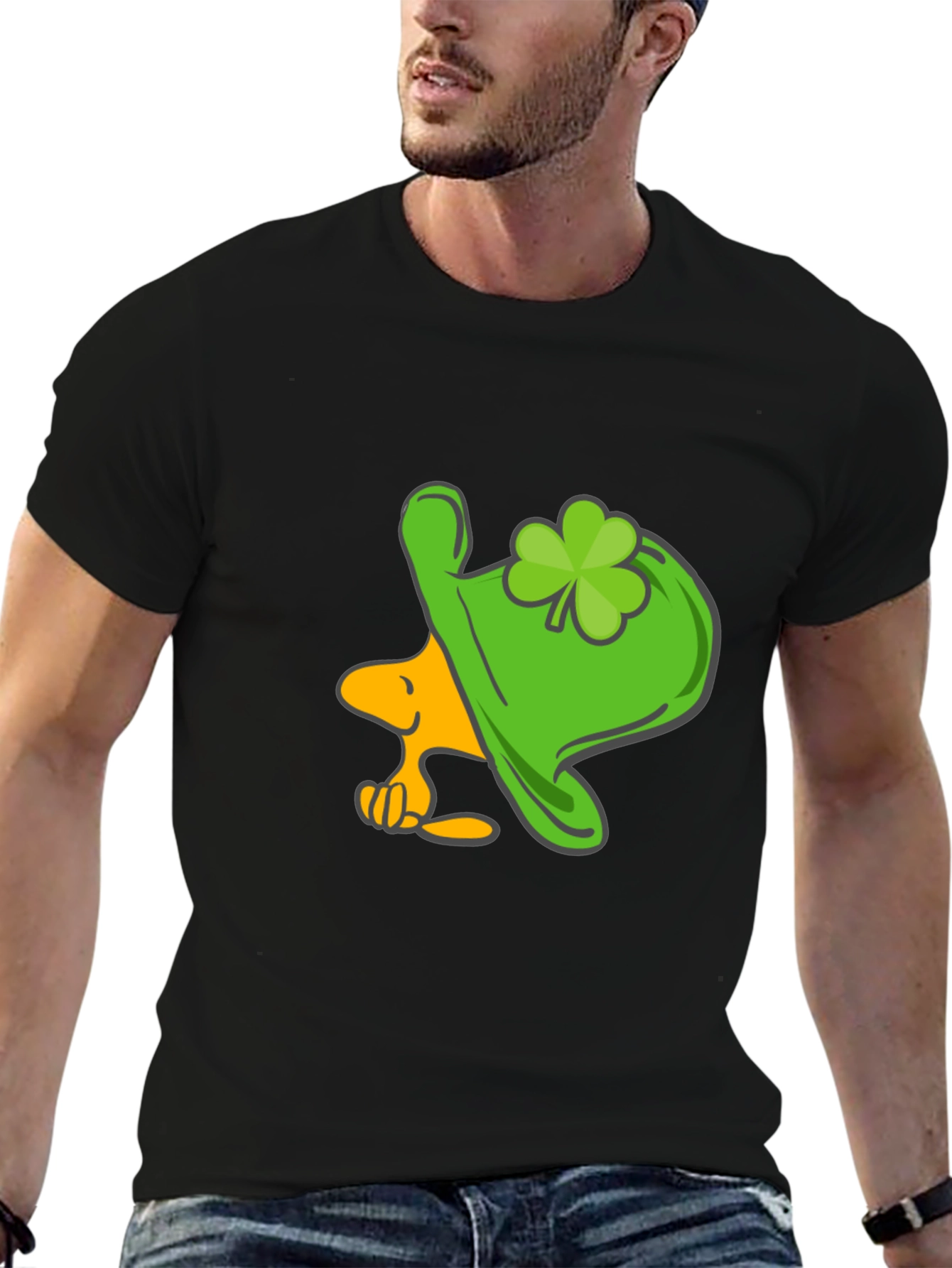Lucky Snoopy St. Patricks Day Black T-Shirt