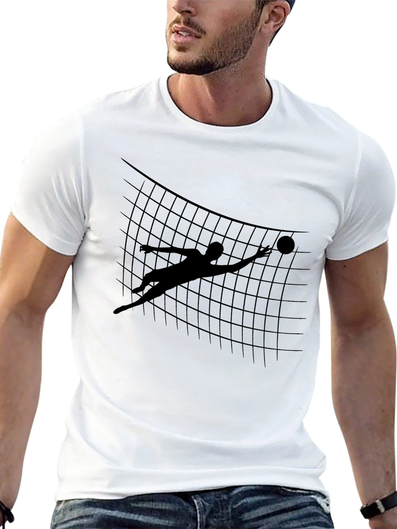 Volleyball Silhouette Graphic Tee - Black