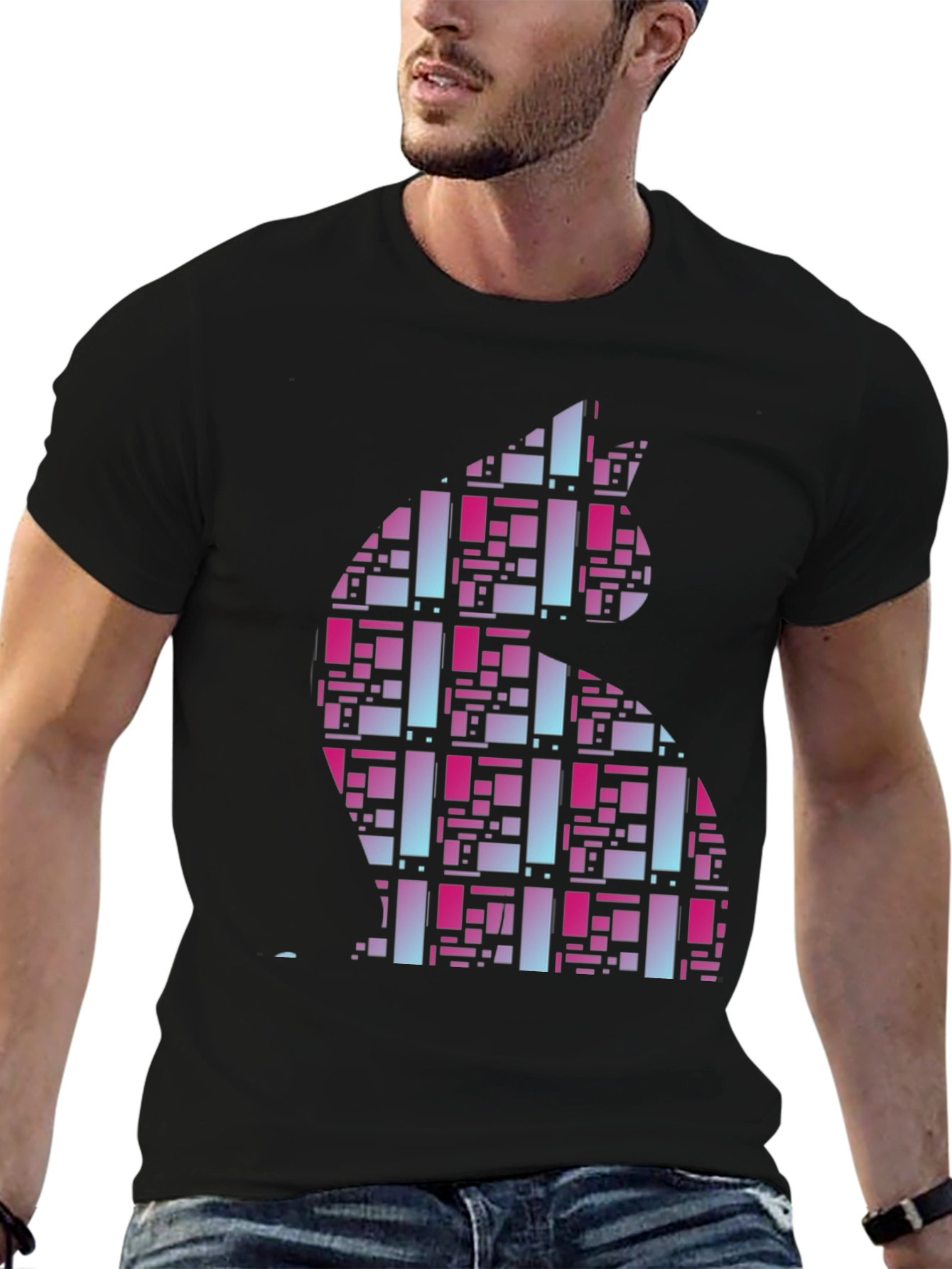 Abstract Cat Graphic Tee - Modern Style
