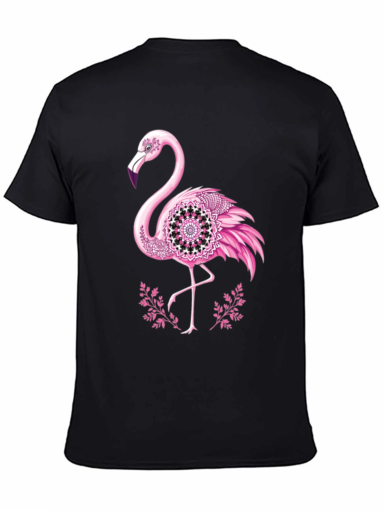Flamingo Mandala Graphic Tee - Mens Black T-Shirt