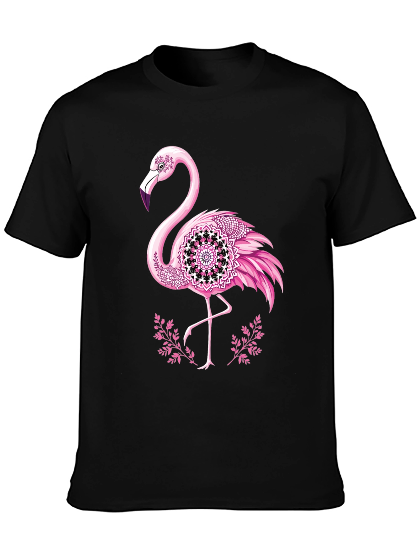 Flamingo Mandala Graphic Tee - Mens Black T-Shirt