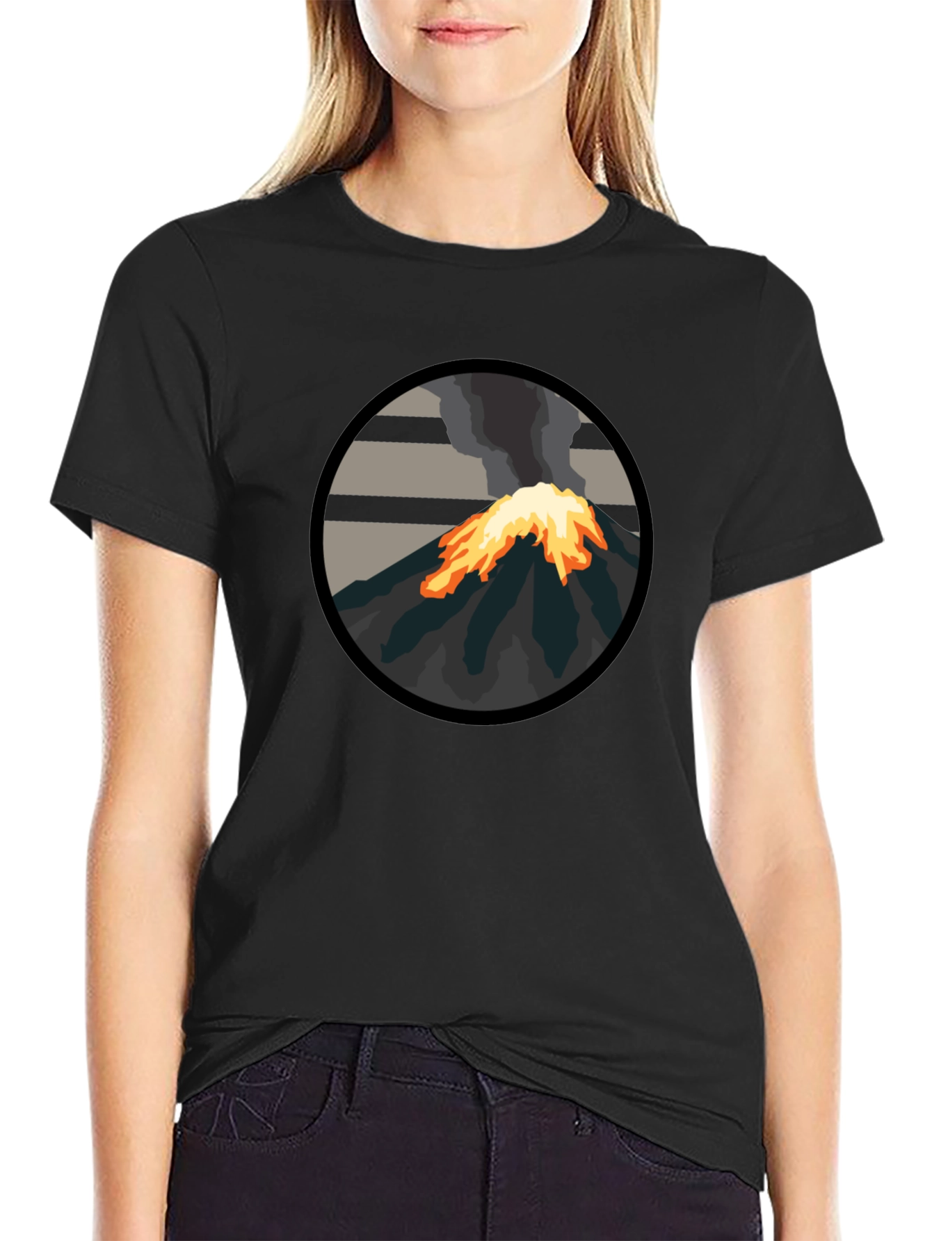 Volcano Graphic Tee - Bold Black T-Shirt