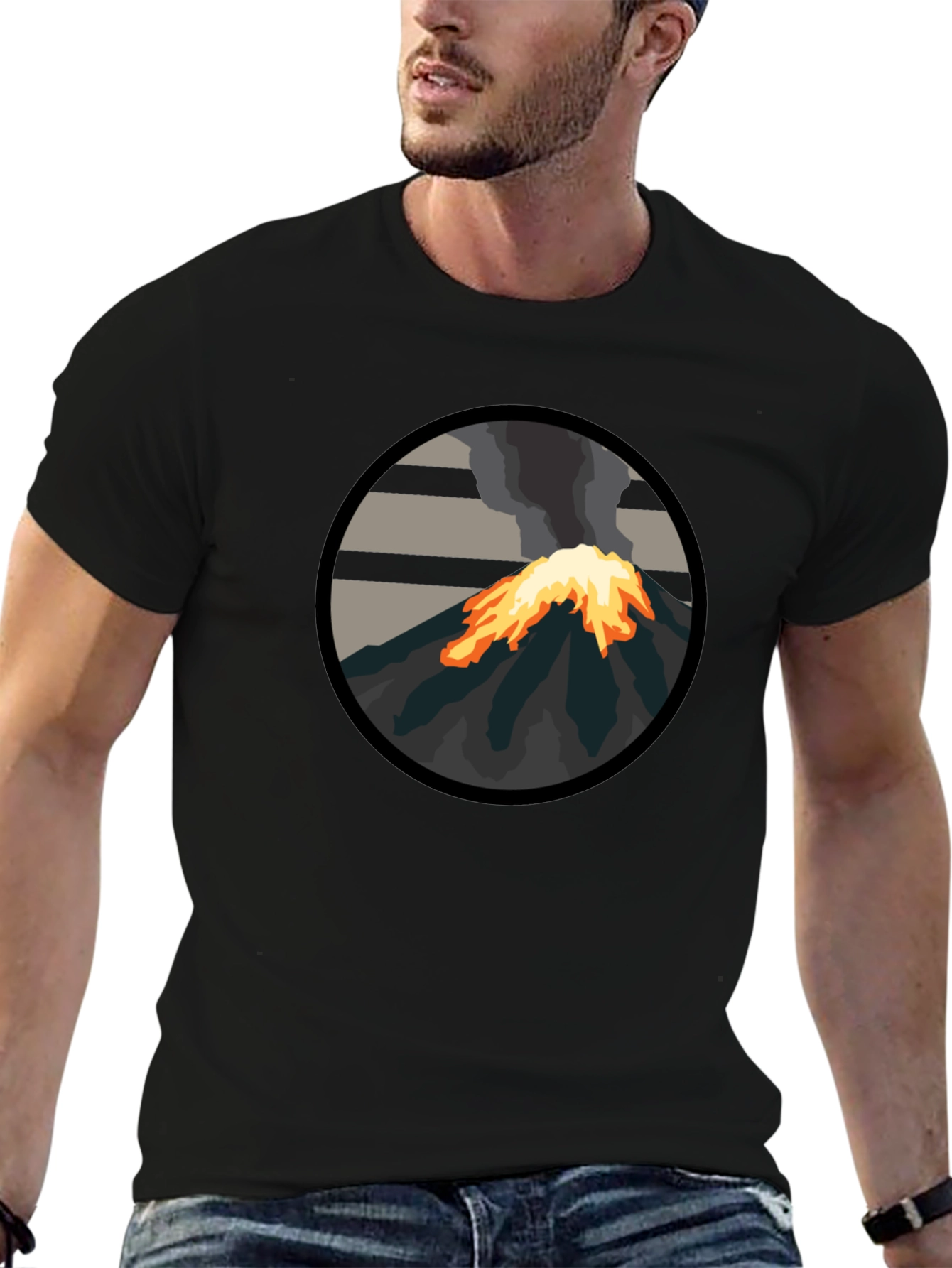 Volcano Graphic Tee - Bold Black T-Shirt