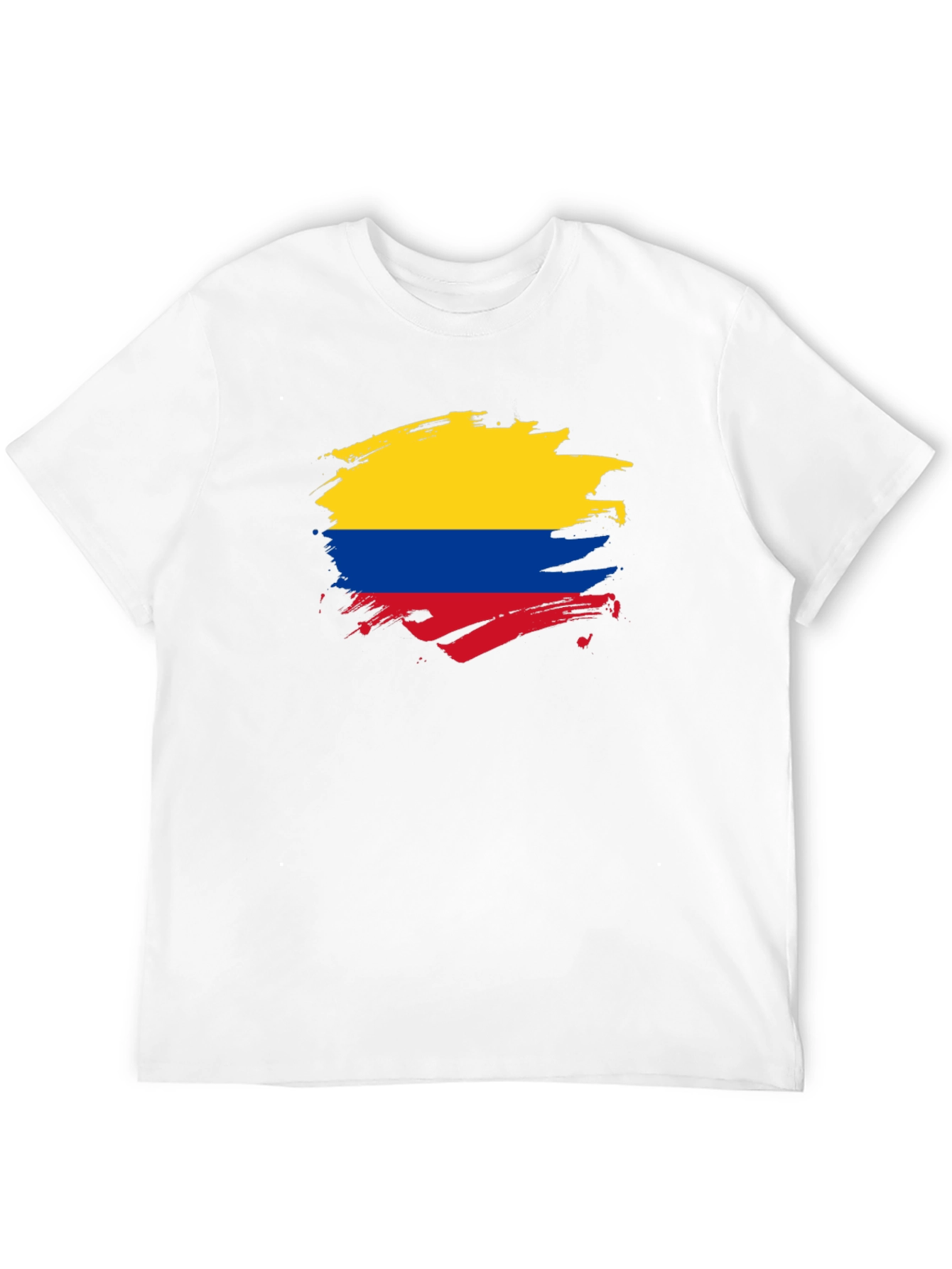 Colombia Flag T-Shirt - Brush Stroke Design