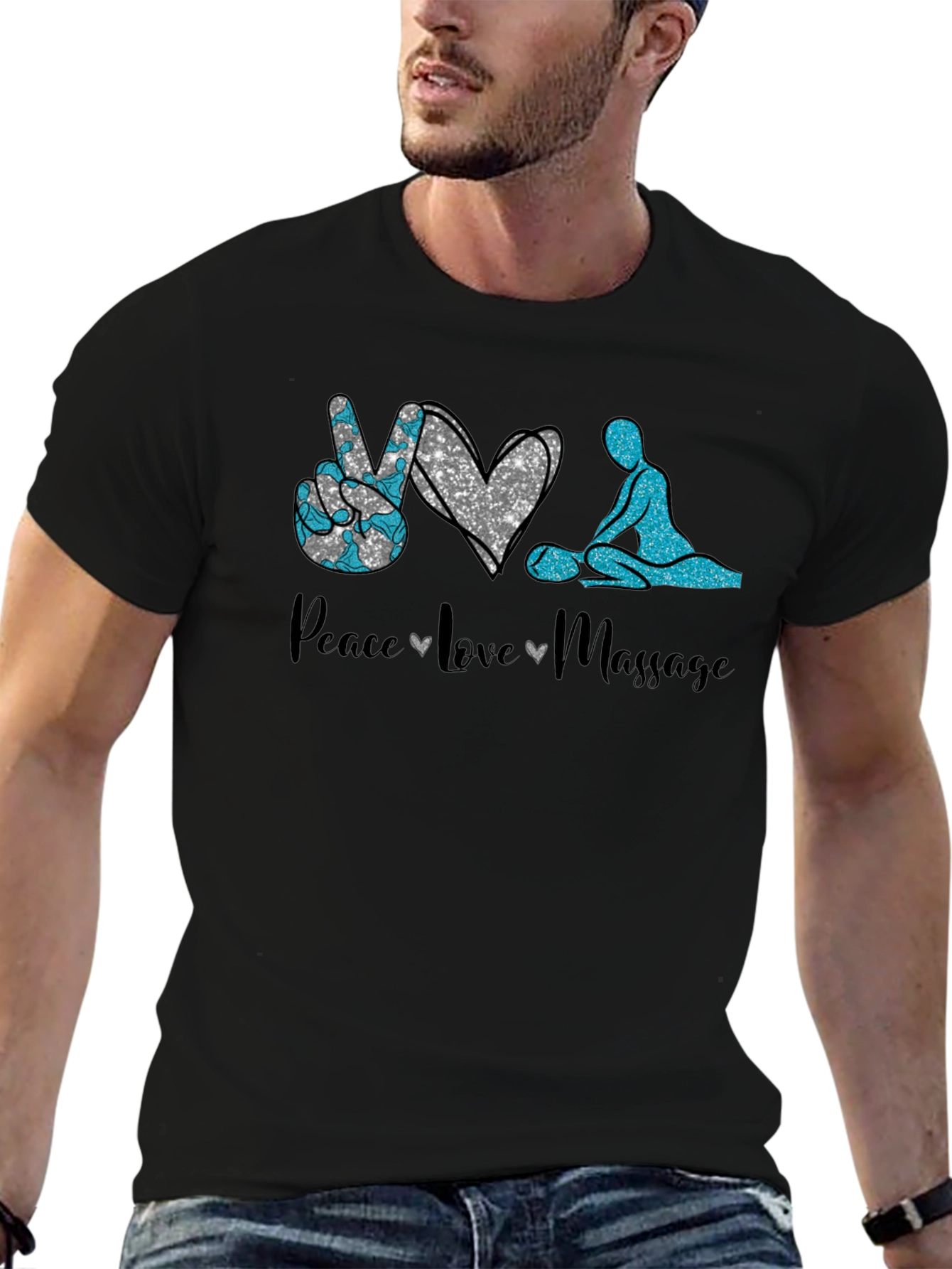 Peace Love Massage Black T-Shirt