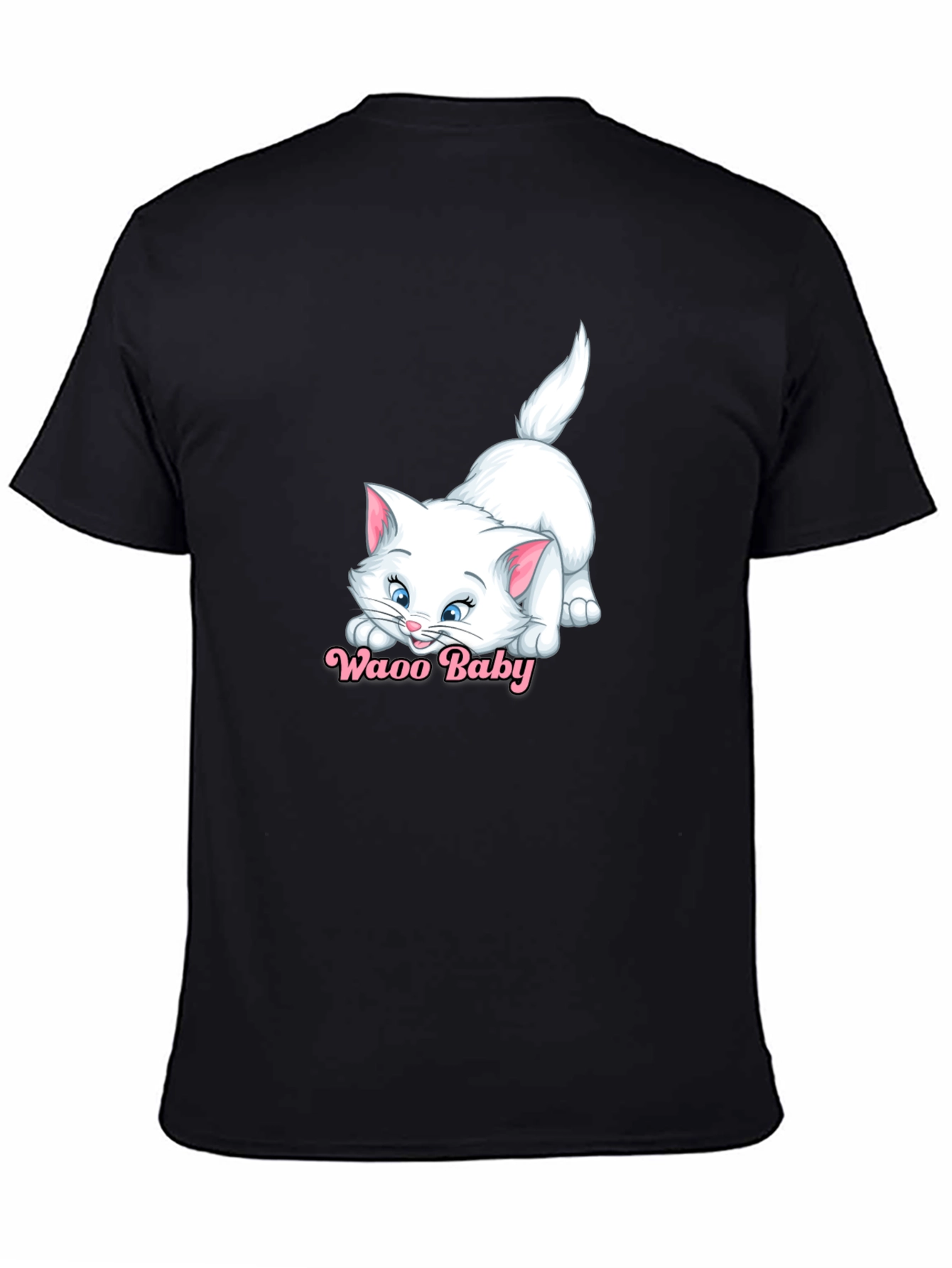 Waao Baby Cat Graphic Tee - Black