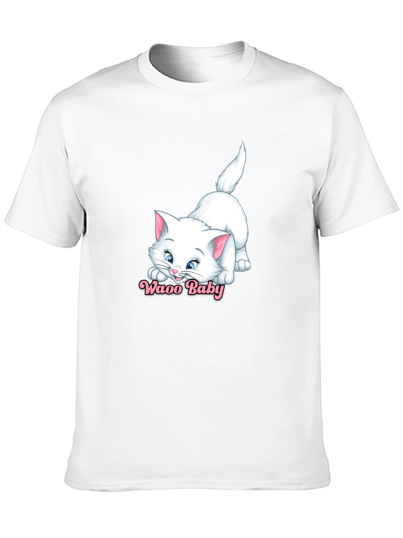 Waao Baby Cat Graphic Tee - Black