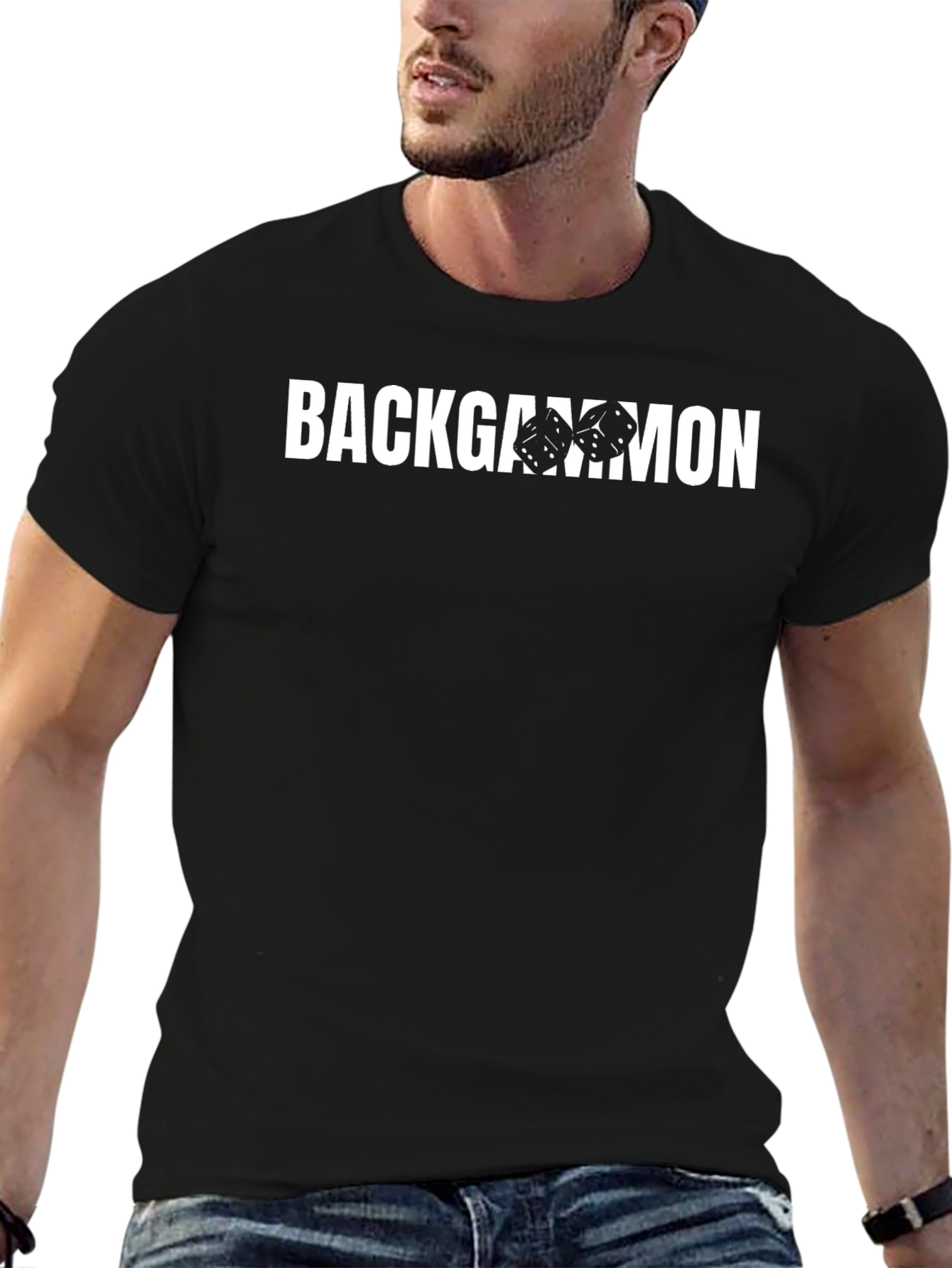 Backgammon Dice Graphic Black T-Shirt